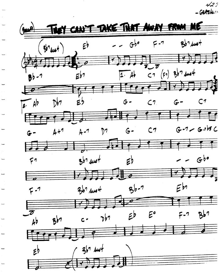 Partitura lead sheet de They Can't Take That Away From Me