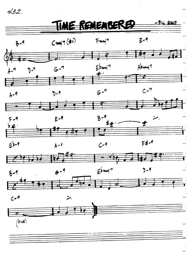 Partitura lead sheet de Time Remembered