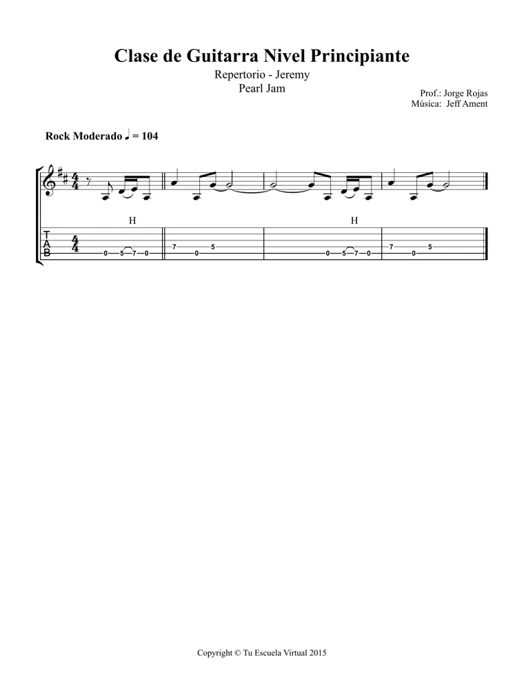 Partitura y tablatura de Jeremy