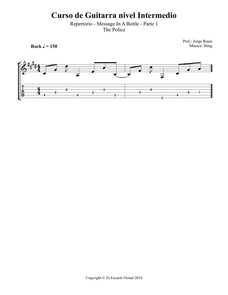 Partitura y tablatura de Message in a Bottle
