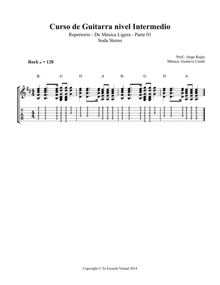 Partitura y tablatura de Música Ligera
