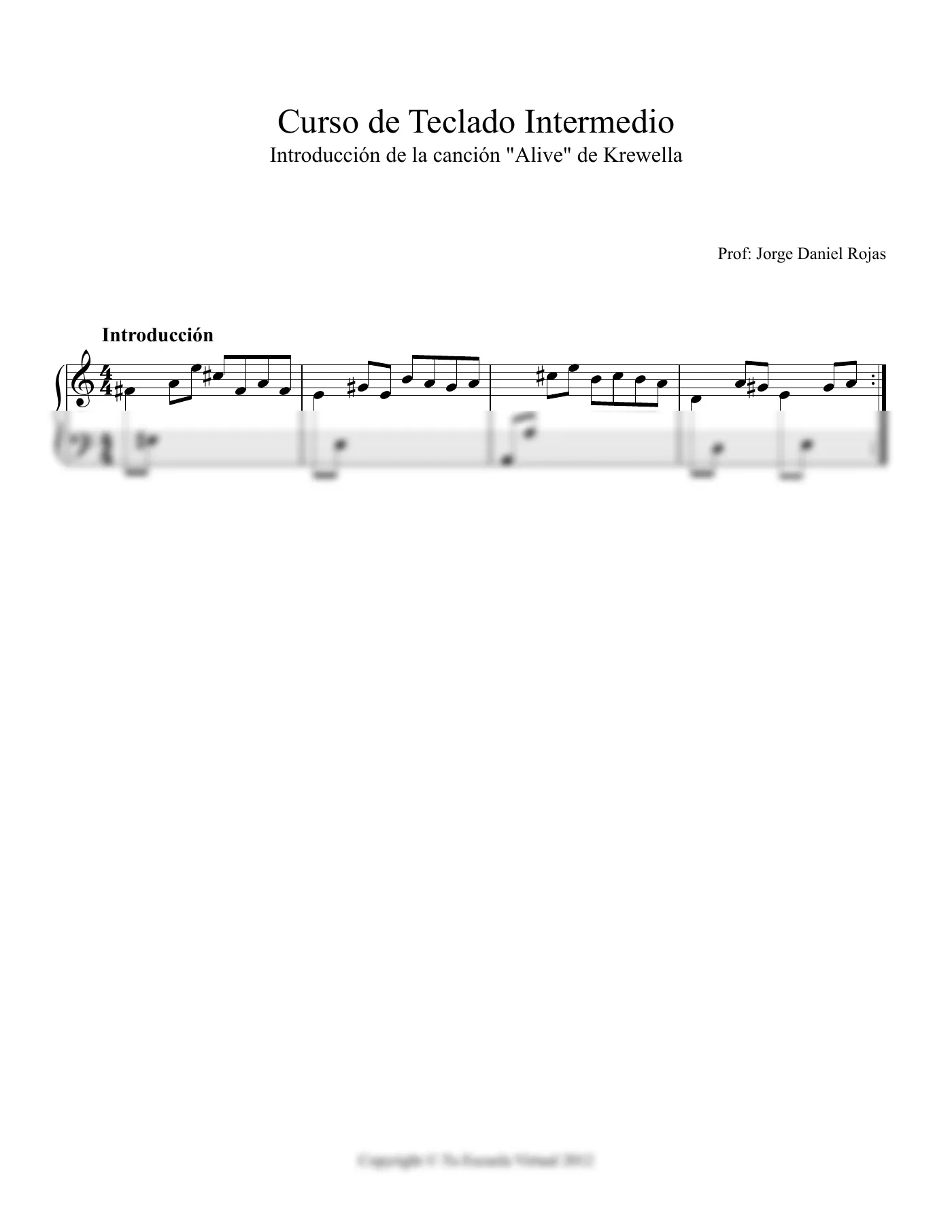 Vista previa de la partitura de Alive para Teclado