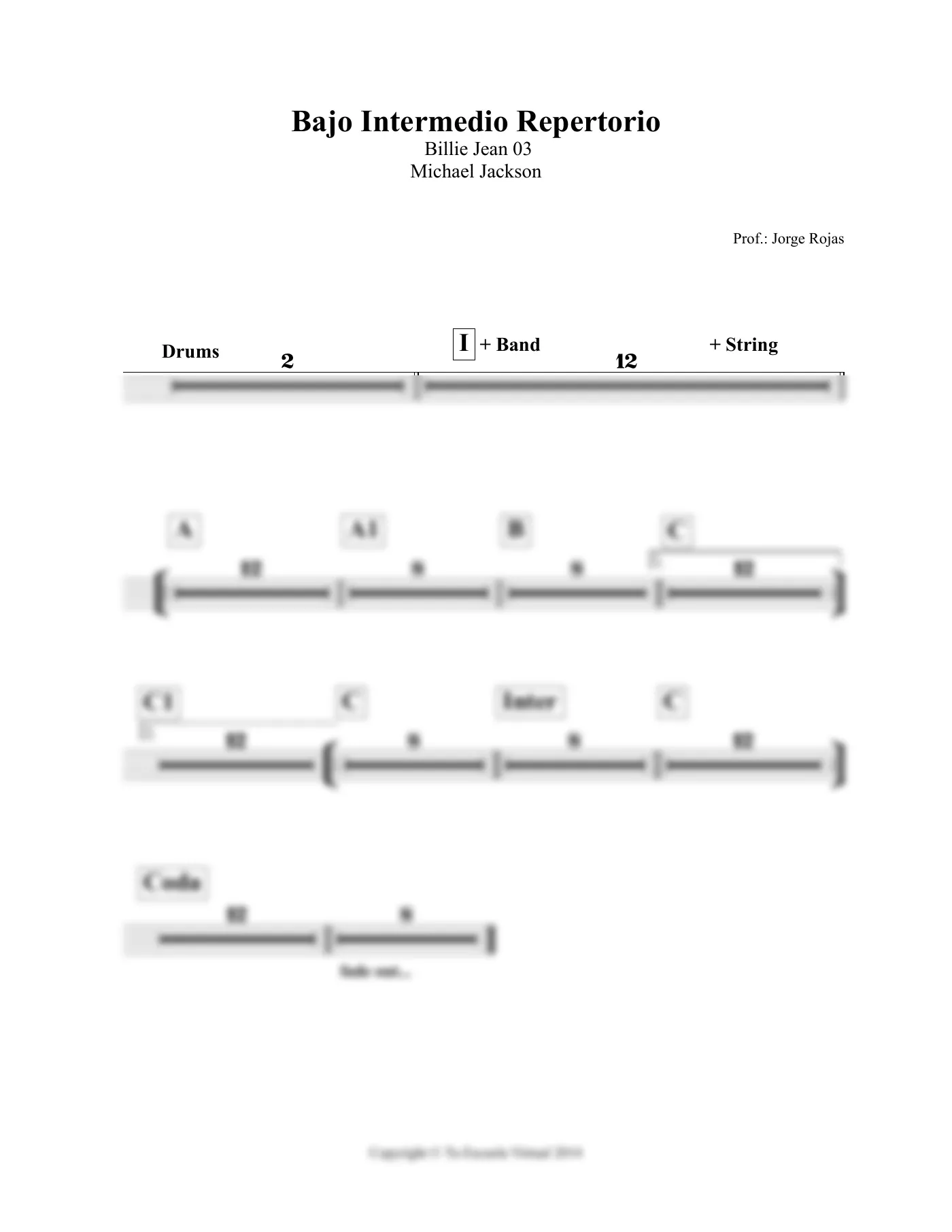 Vista previa de la partitura de Billie Jean para Bajo
