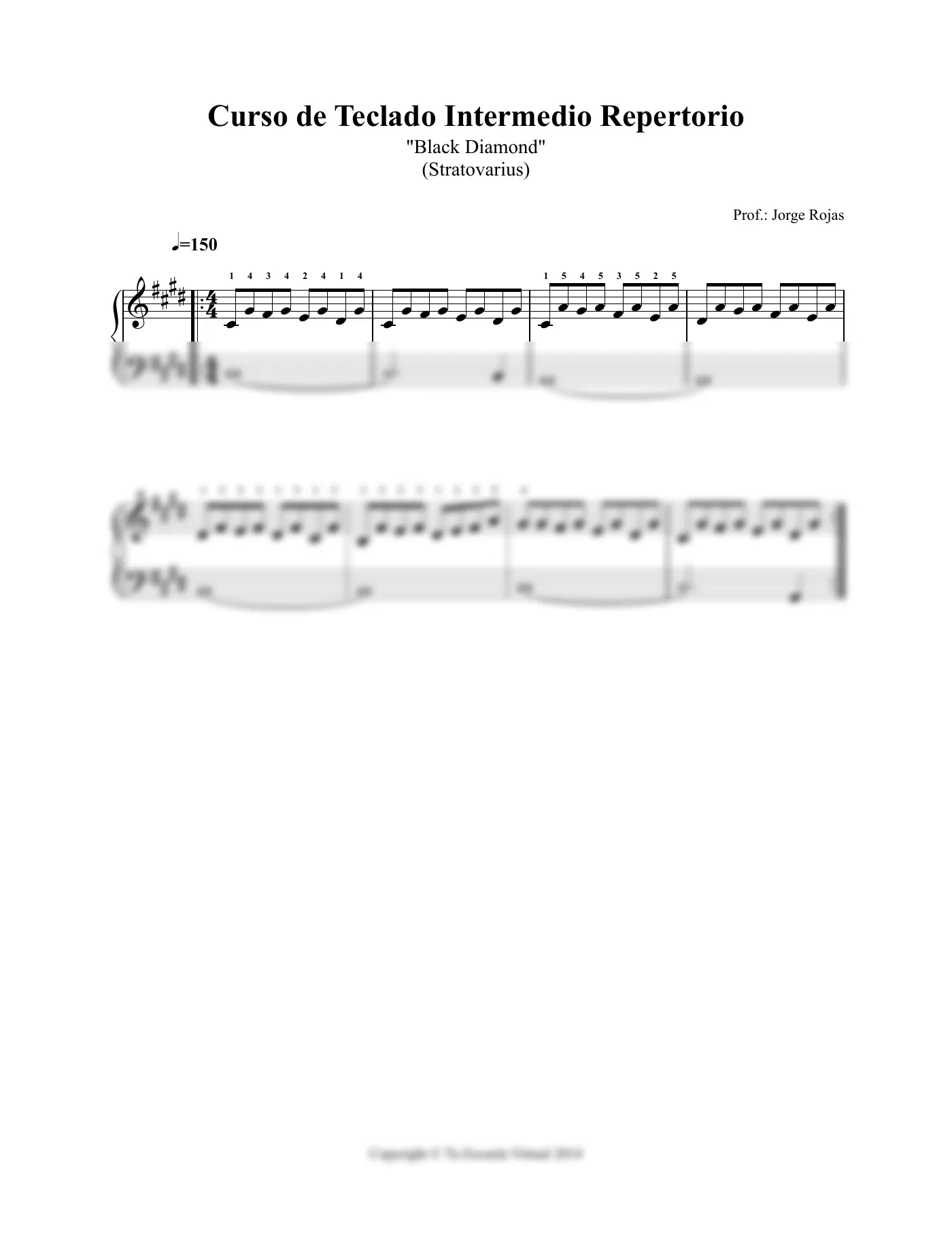 Vista previa de la partitura de Black Diamond para Teclado