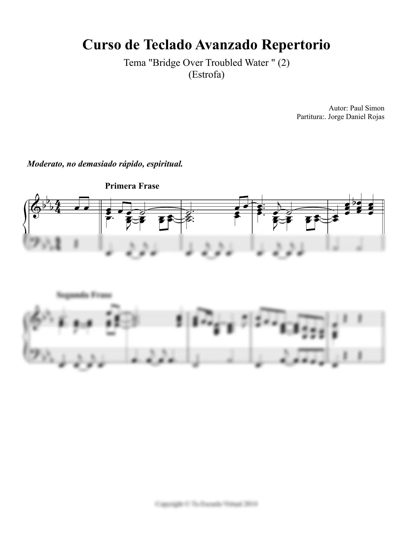 Vista previa de la partitura de Bridge Over Troubled Water para Teclado
