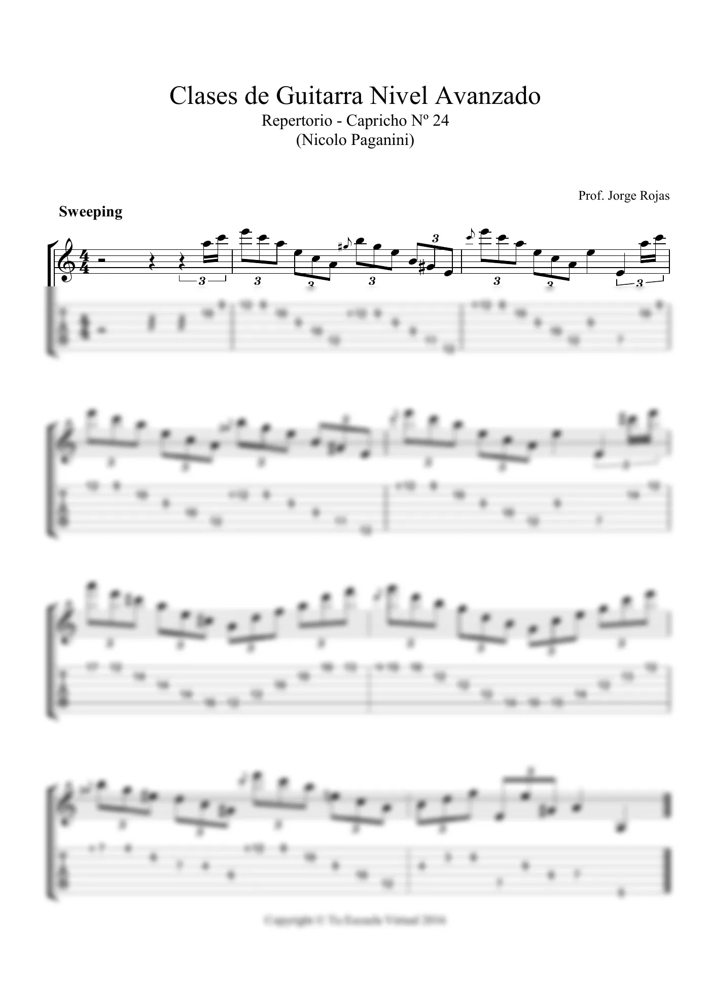 Vista previa de la partitura de Capricho No.24 para Guitarra