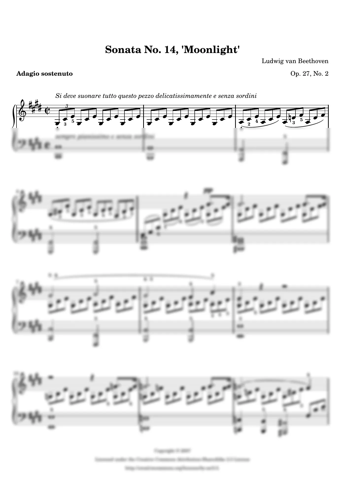 Vista previa de la partitura de Claro de Luna para Teclado