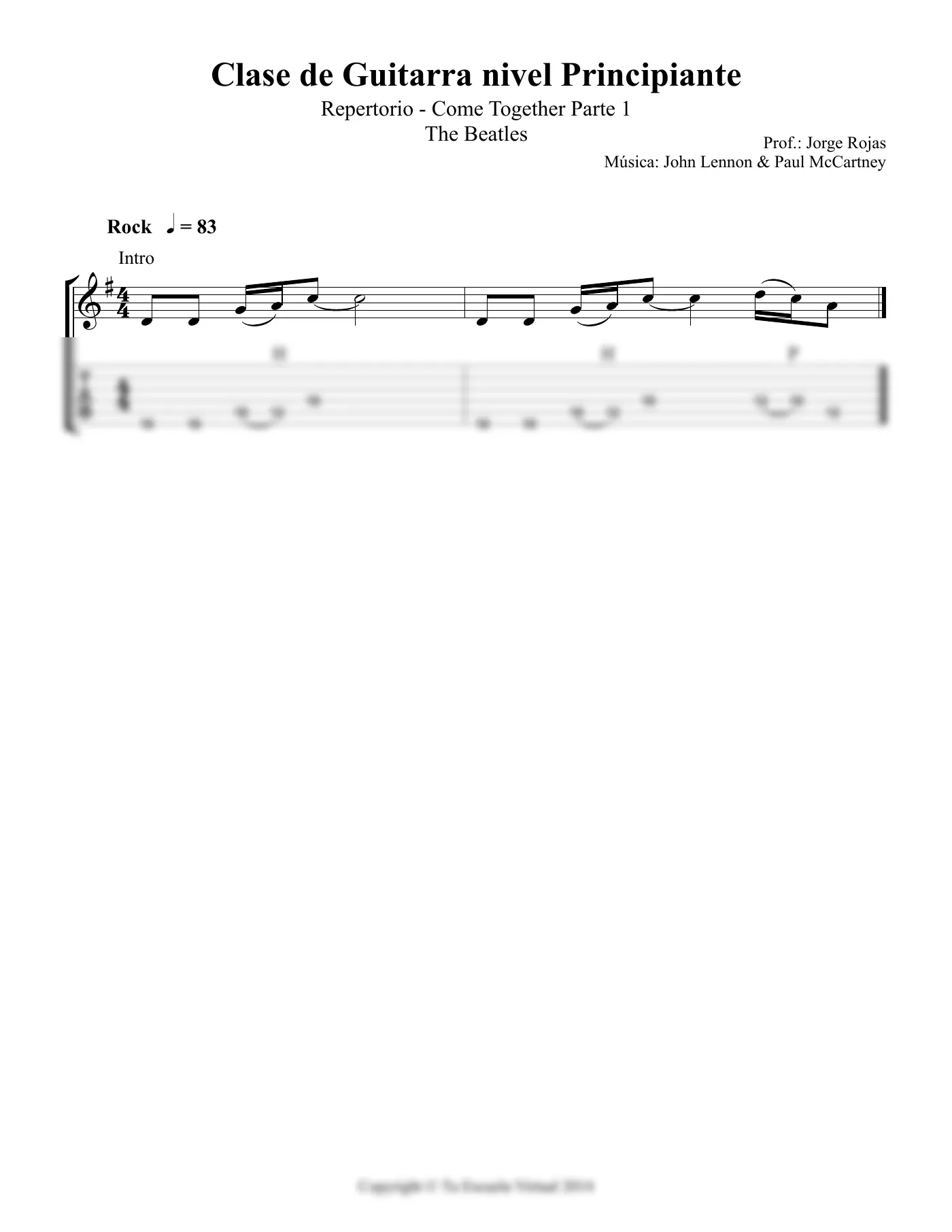 Vista previa de la partitura de Come Together para Guitarra