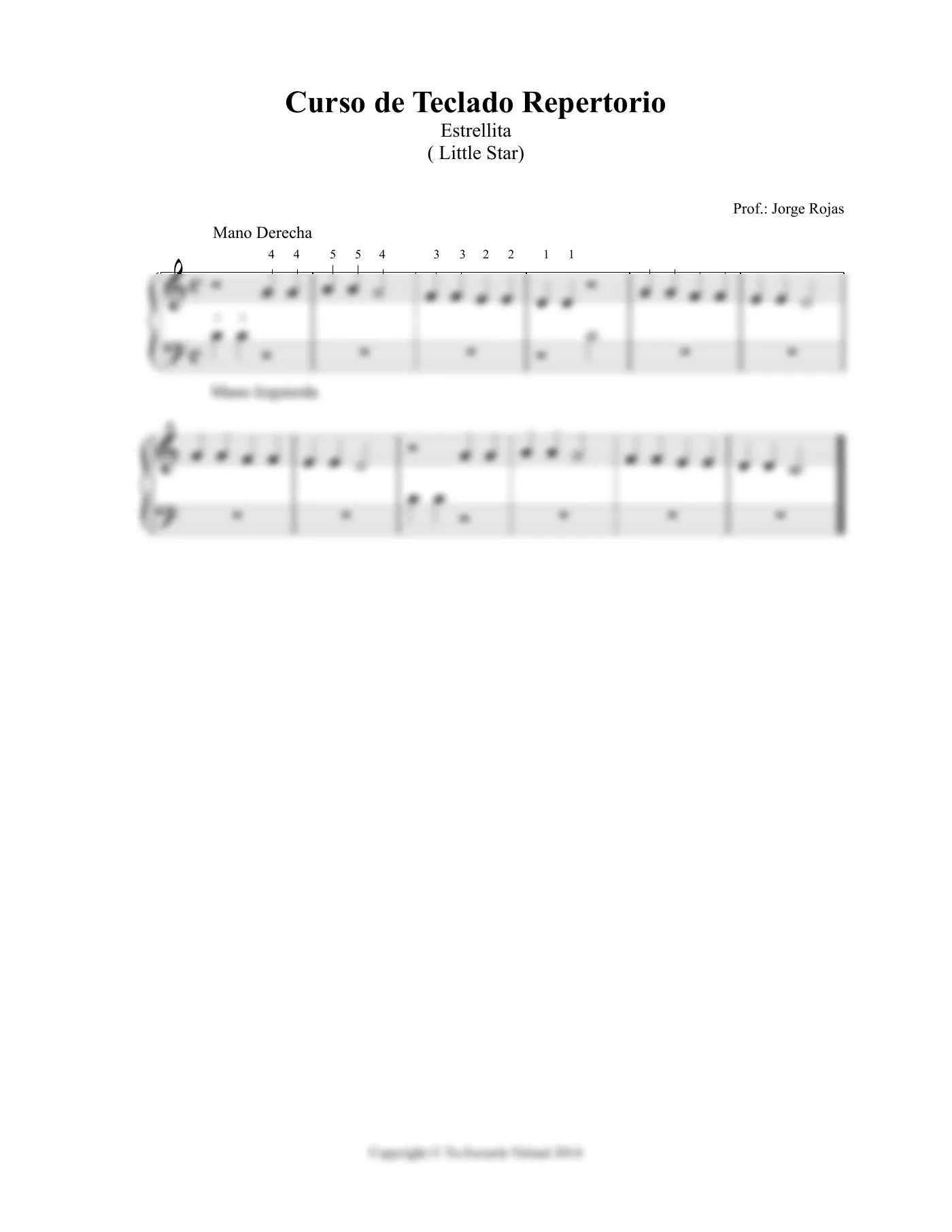 Vista previa de la partitura de Estrellita para Teclado
