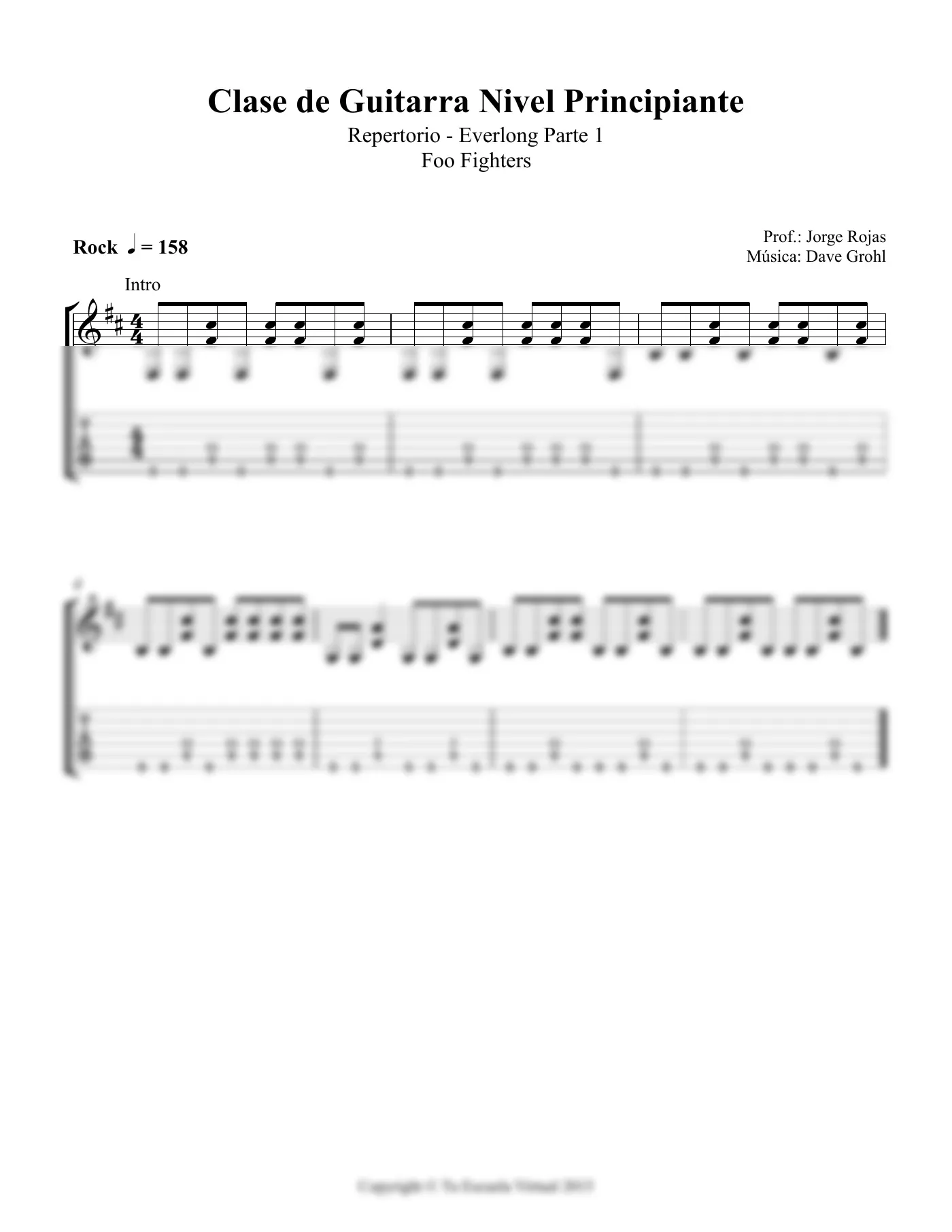 Vista previa de la partitura de Everlong para Guitarra