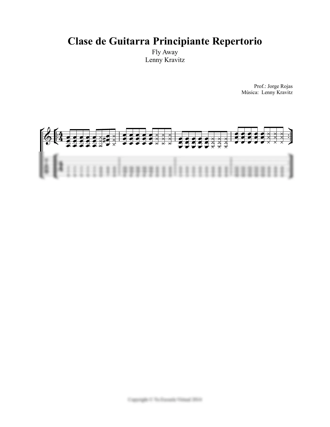 Vista previa de la partitura de Fly Away para Guitarra
