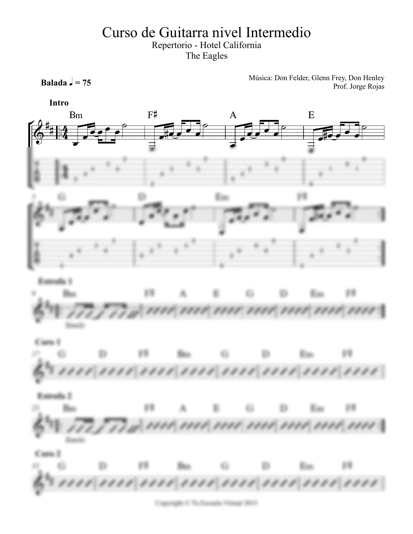 Vista previa de la partitura de Hotel California para Guitarra