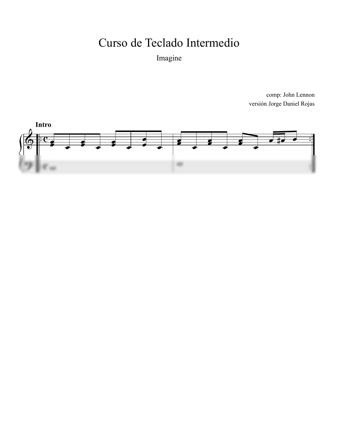 Vista previa de la partitura de Imagine para Teclado