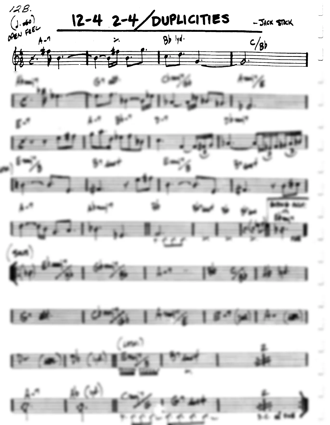 Vista previa de la partitura de 12-4 2-4/Duplicities para Lead sheet (clave de Do)