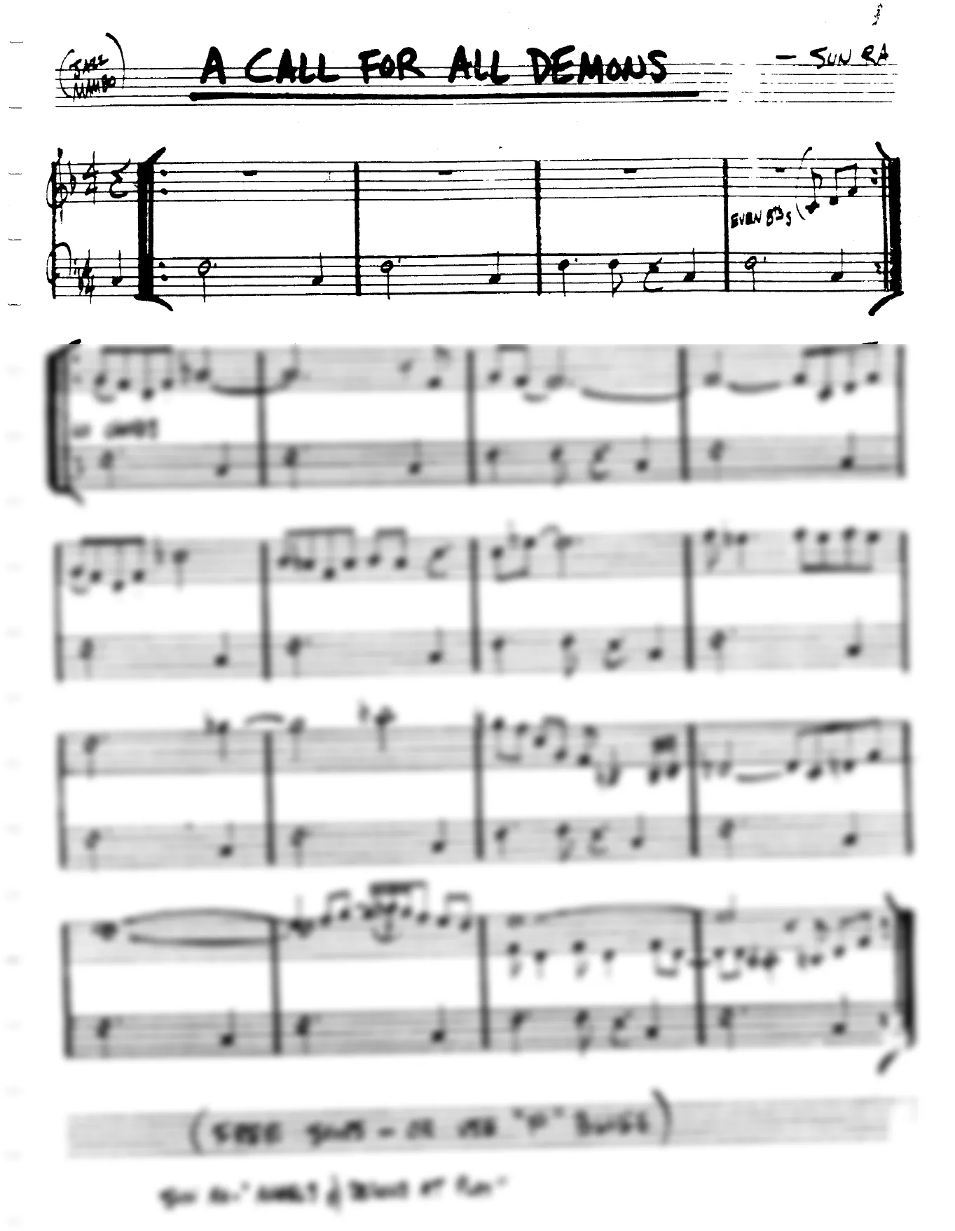 Vista previa de la partitura de A Call For All Demons para Lead sheet (clave de Do)