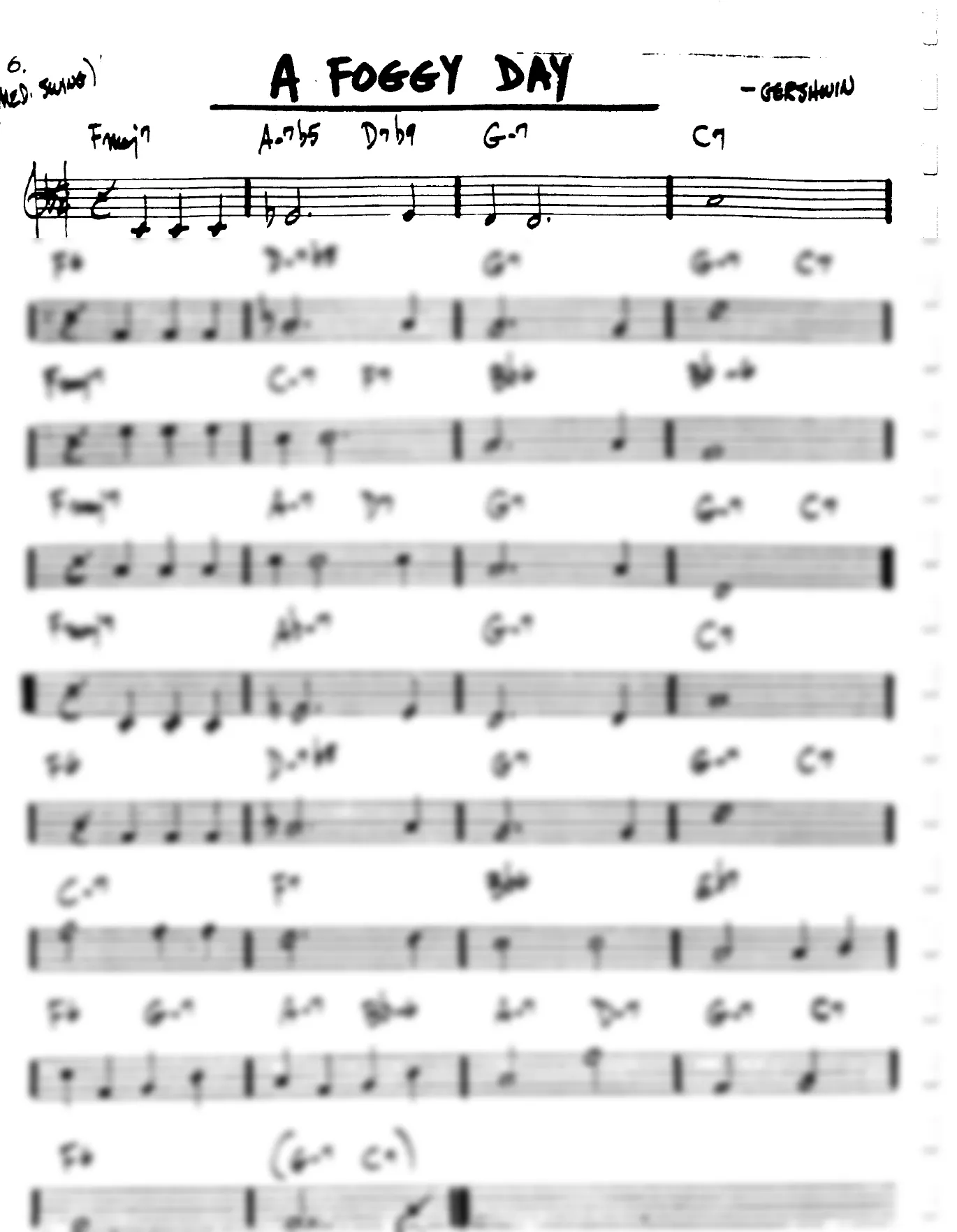 Vista previa de la partitura de A Foggy Day para Lead sheet (clave de Do)
