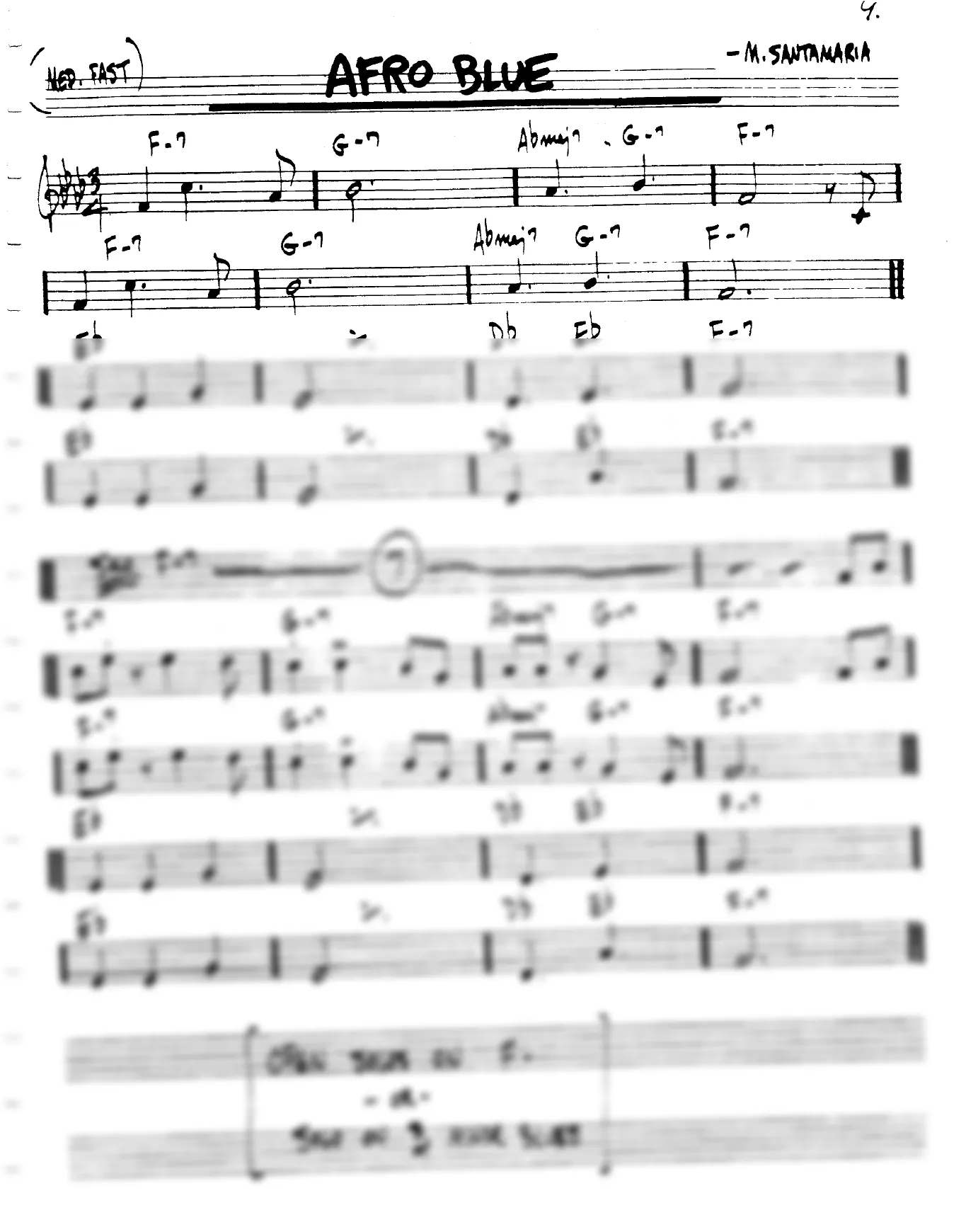 Vista previa de la partitura de Afro Blue para Lead sheet (clave de Do)