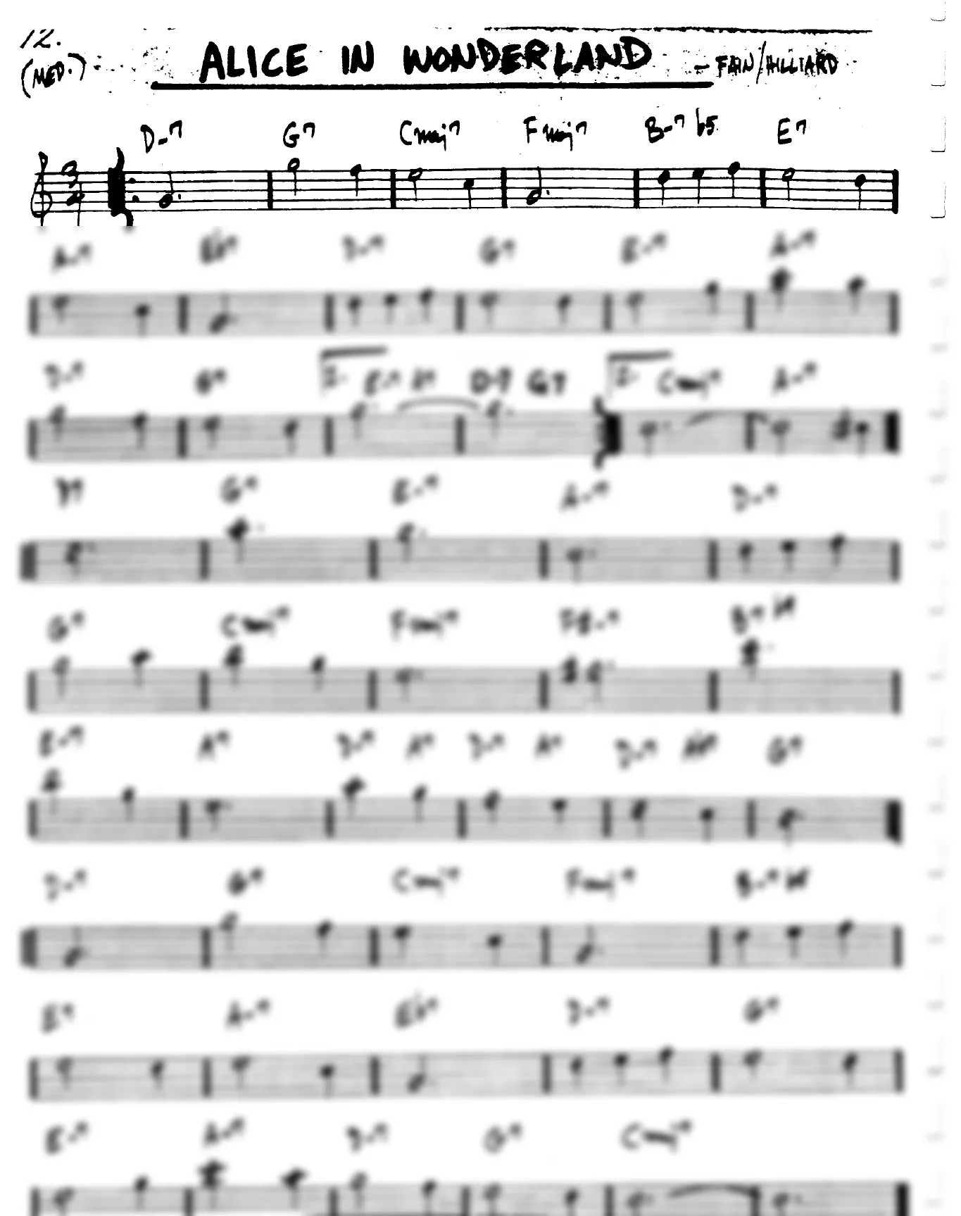 Vista previa de la partitura de Alice In Wonderland para Lead sheet (clave de Do)