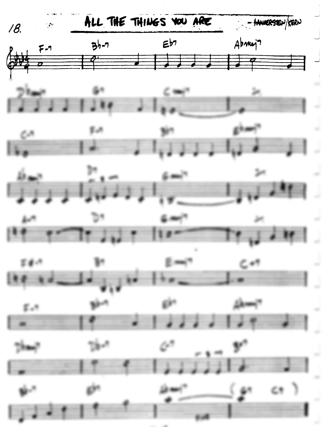 Vista previa de la partitura de All The Things You Are para Lead sheet (clave de Do)