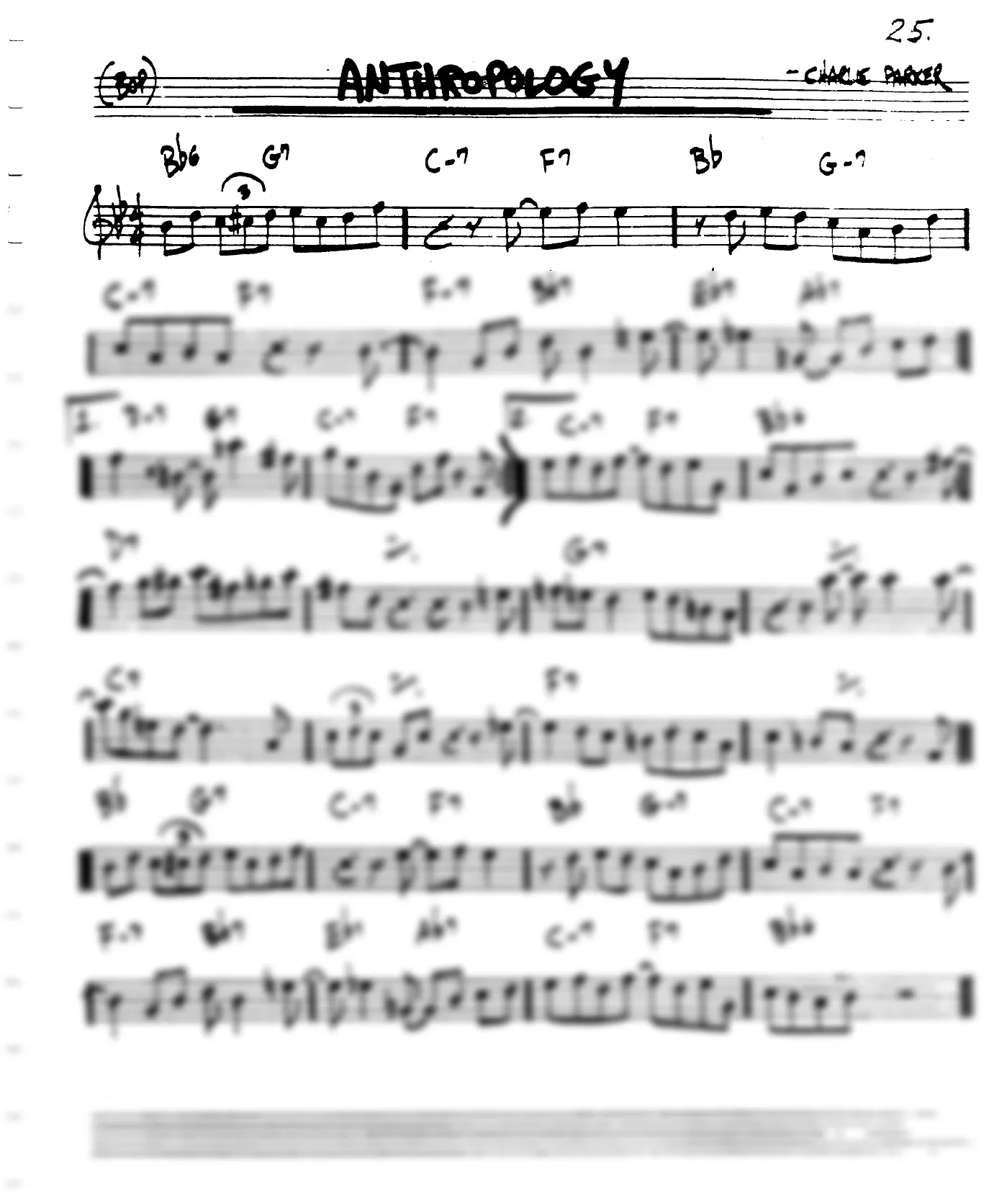 Vista previa de la partitura de Anthropology para Lead sheet (clave de Do)
