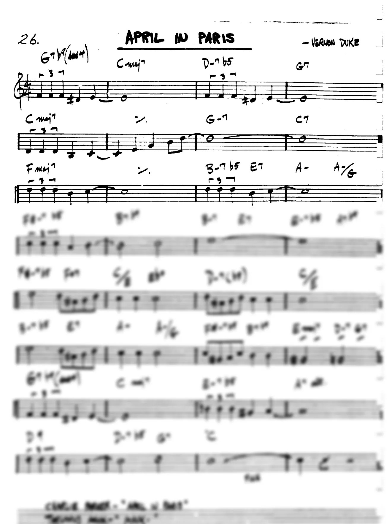 Vista previa de la partitura de April In Paris para Lead sheet (clave de Do)