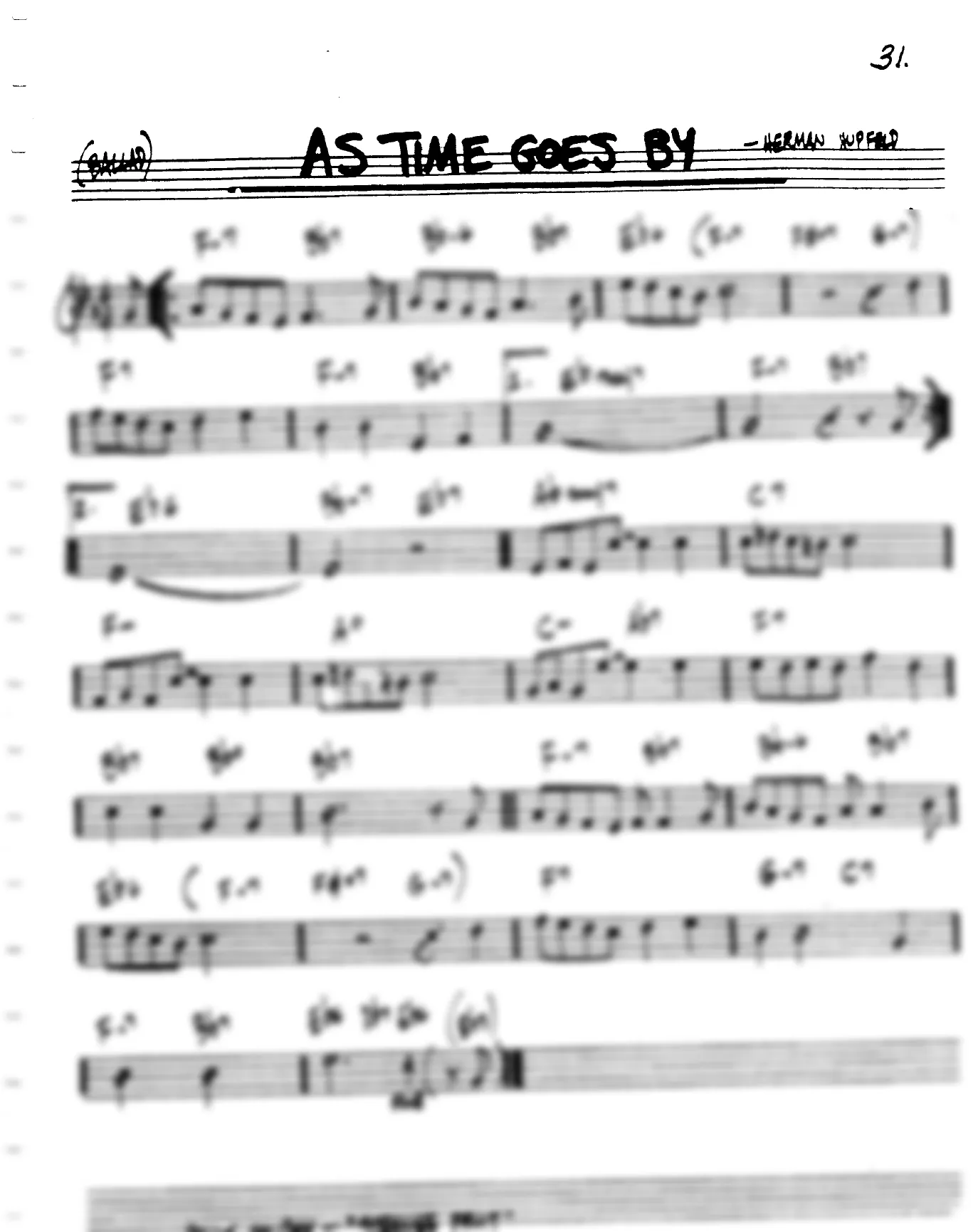 Vista previa de la partitura de As Time Goes By para Lead sheet (clave de Do)