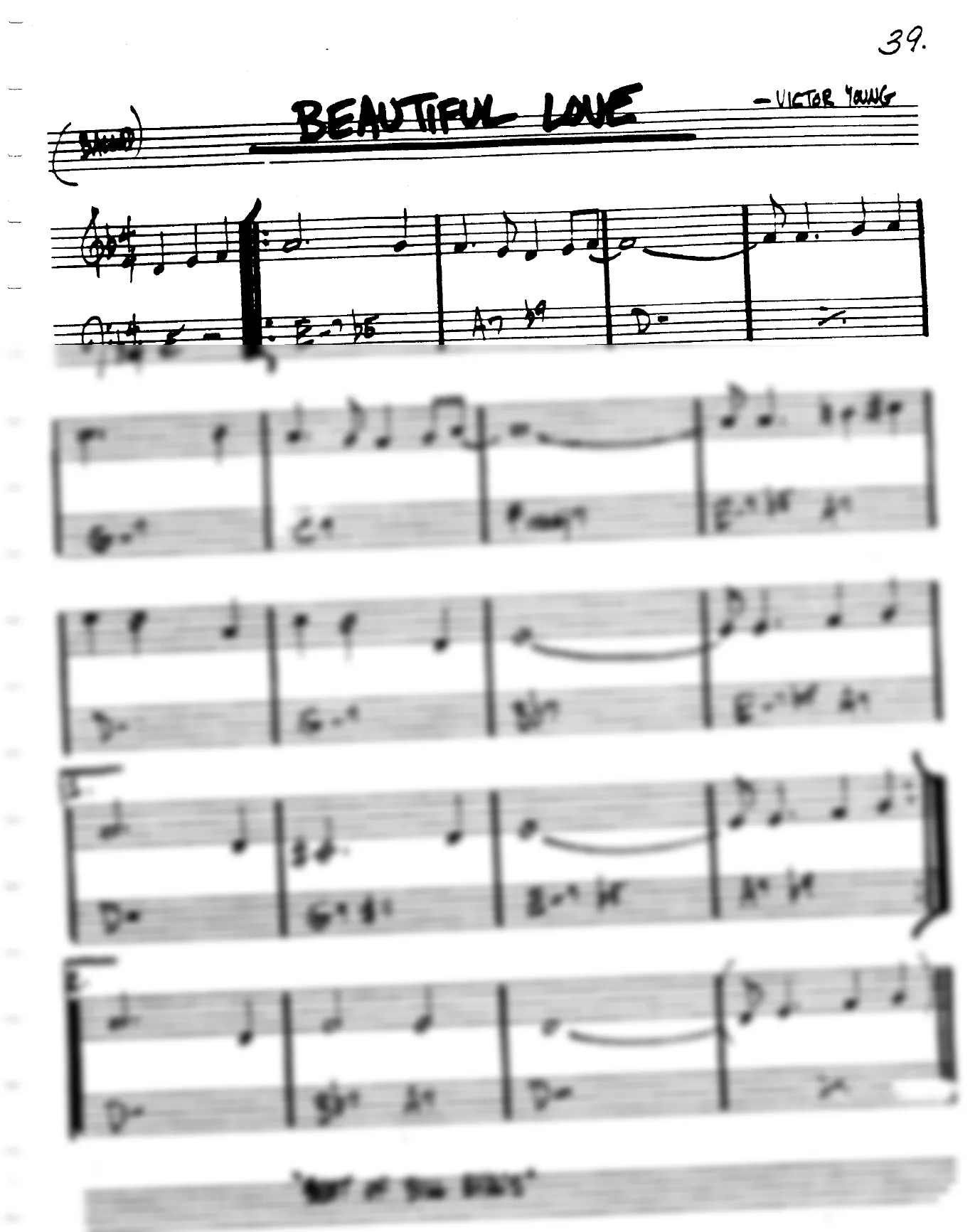 Vista previa de la partitura de Beautiful Love para Lead sheet (clave de Do)