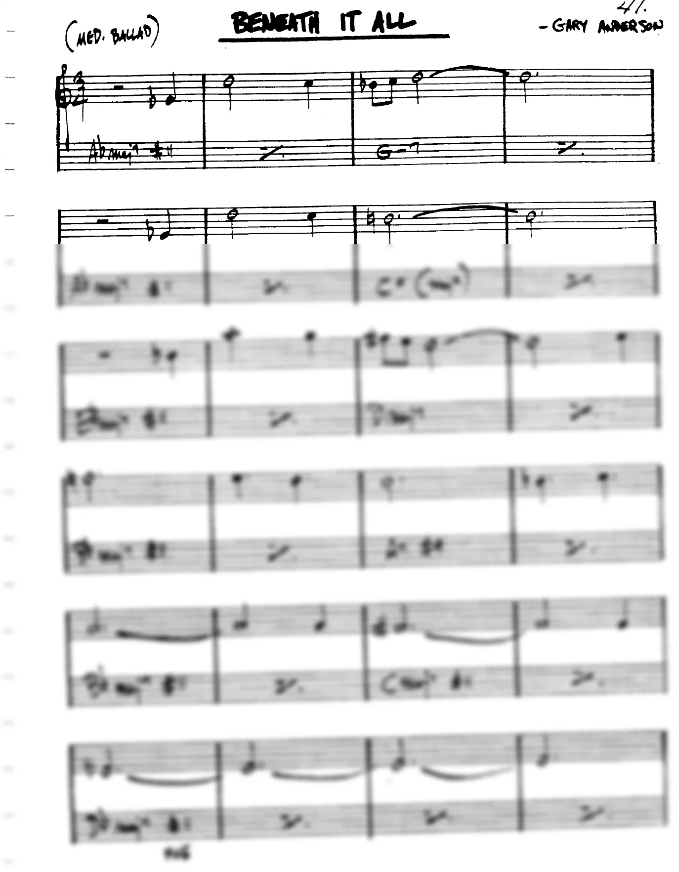 Vista previa de la partitura de Beneath It All para Lead sheet (clave de Do)