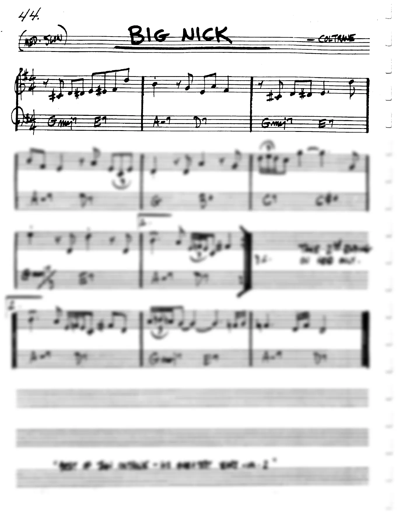 Vista previa de la partitura de Big Nick para Lead sheet (clave de Do)