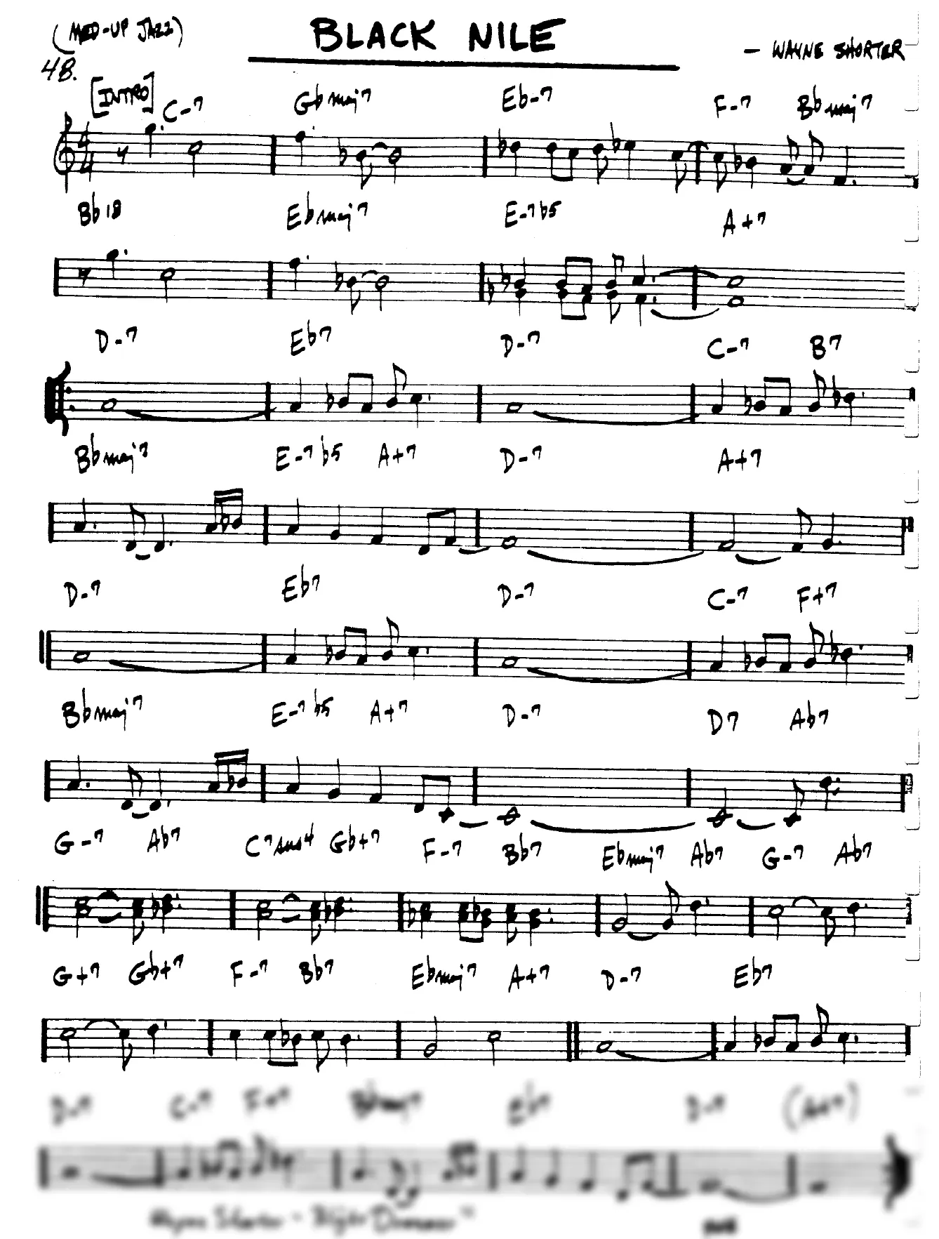 Vista previa de la partitura de Black Nile para Lead sheet (clave de Do)