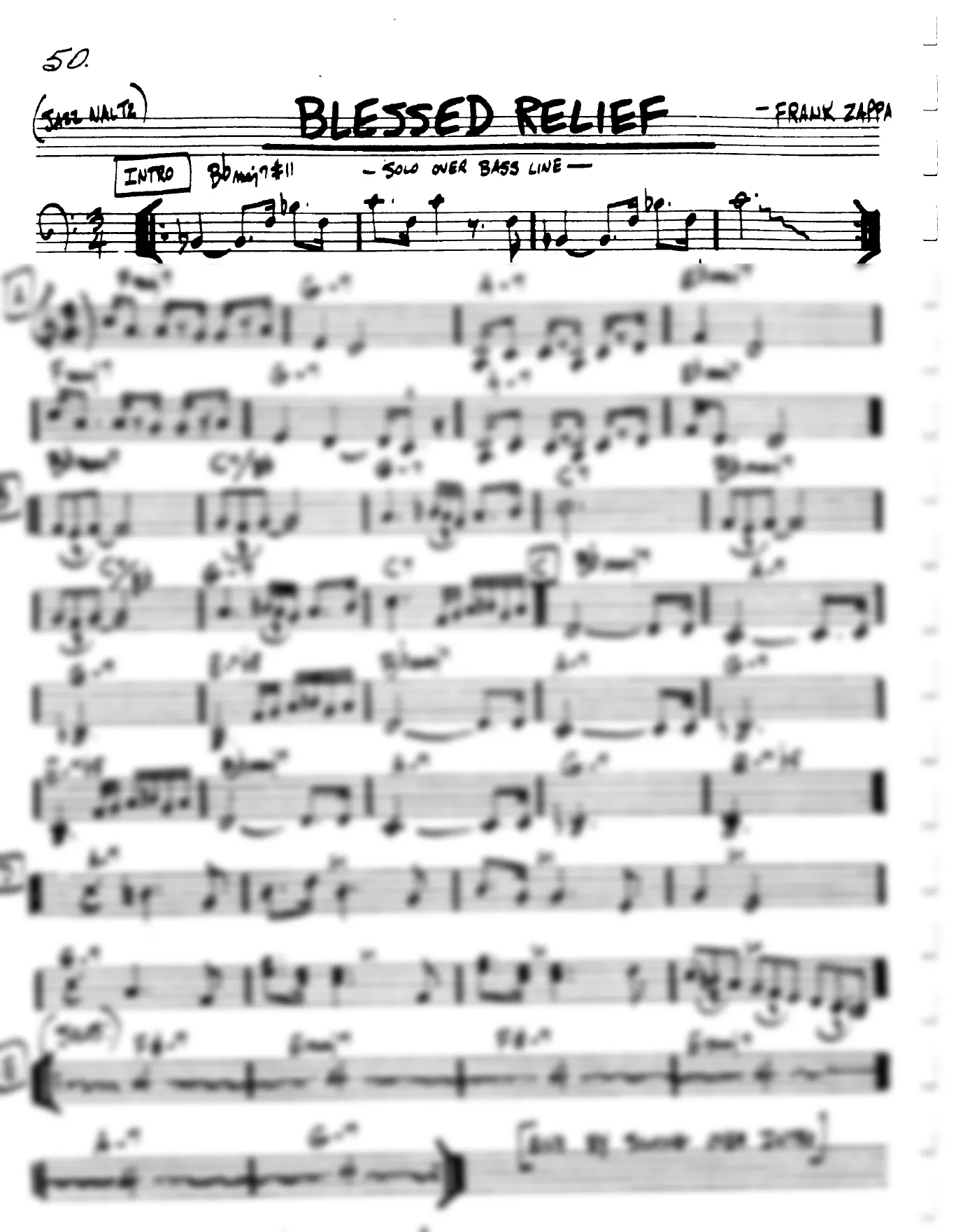 Vista previa de la partitura de Blessed Relief para Lead sheet (clave de Do)