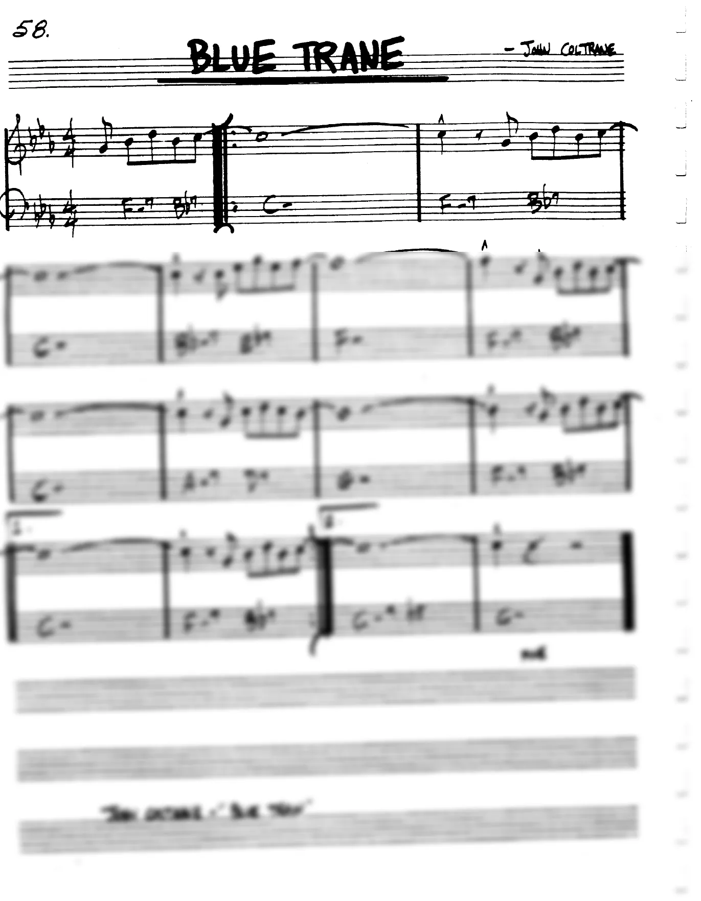 Vista previa de la partitura de Blue Train para Lead sheet (clave de Do)