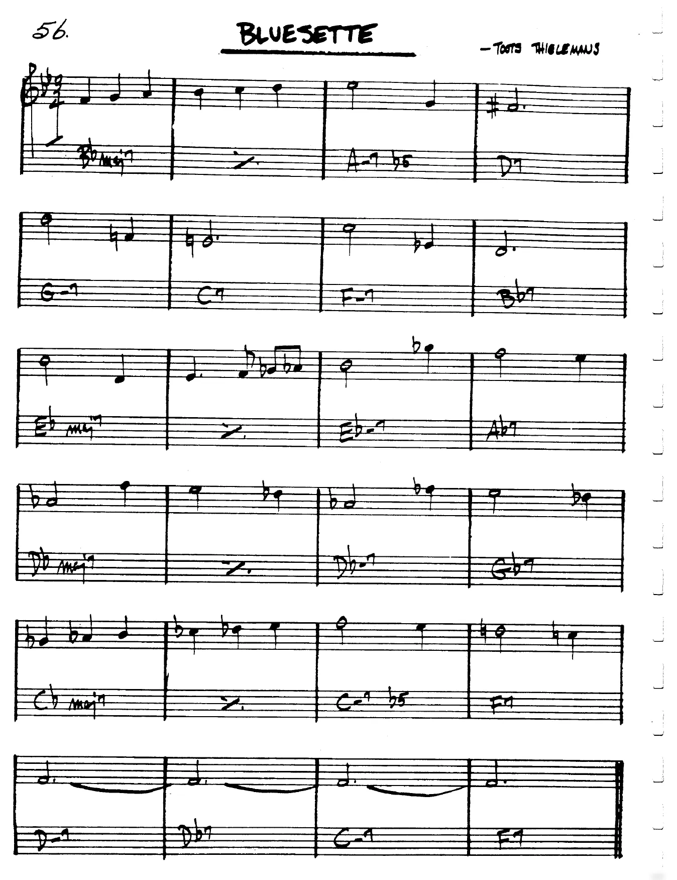 Vista previa de la partitura de Bluesette para Lead sheet (clave de Do)