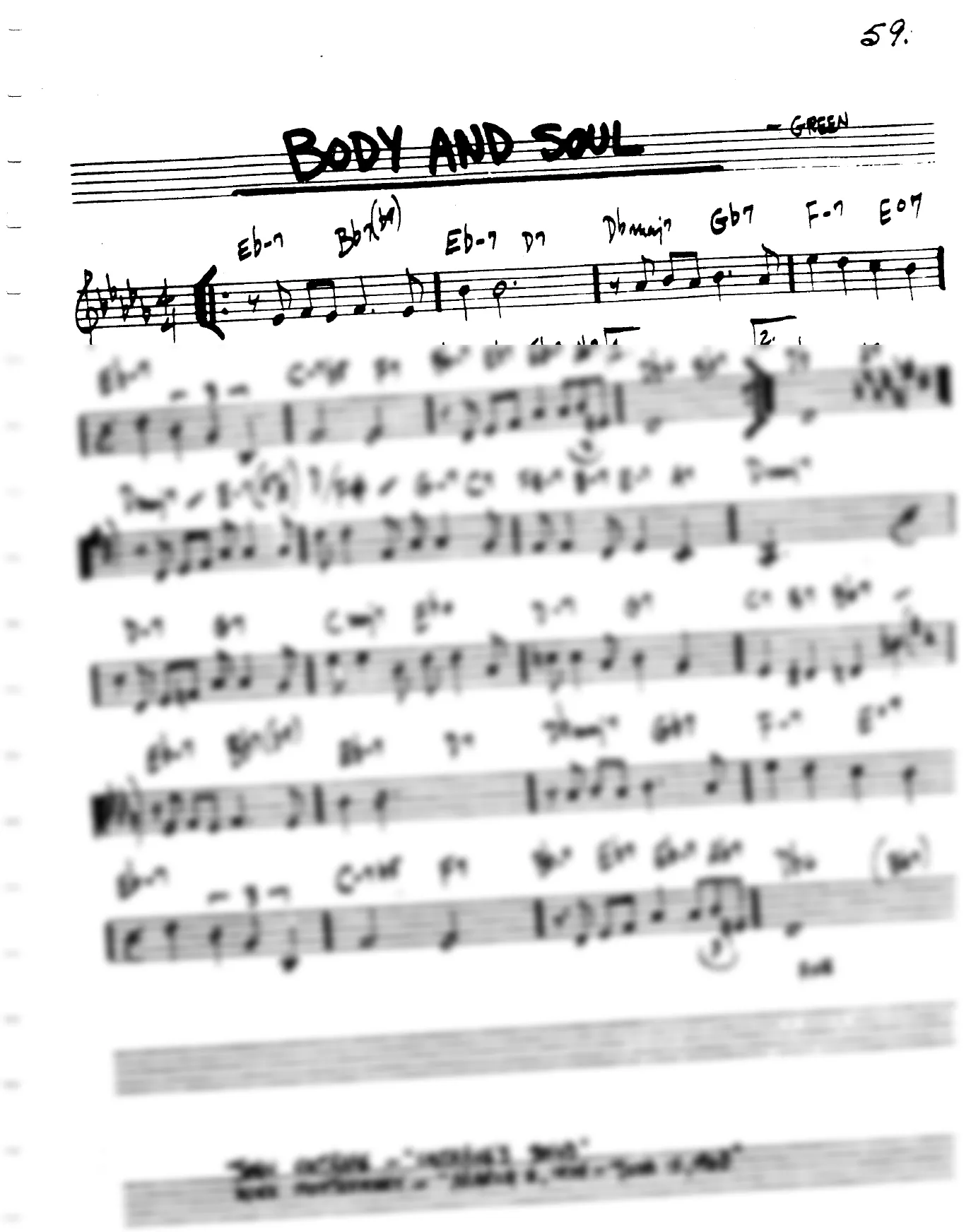 Vista previa de la partitura de Body And Soul para Lead sheet (clave de Do)