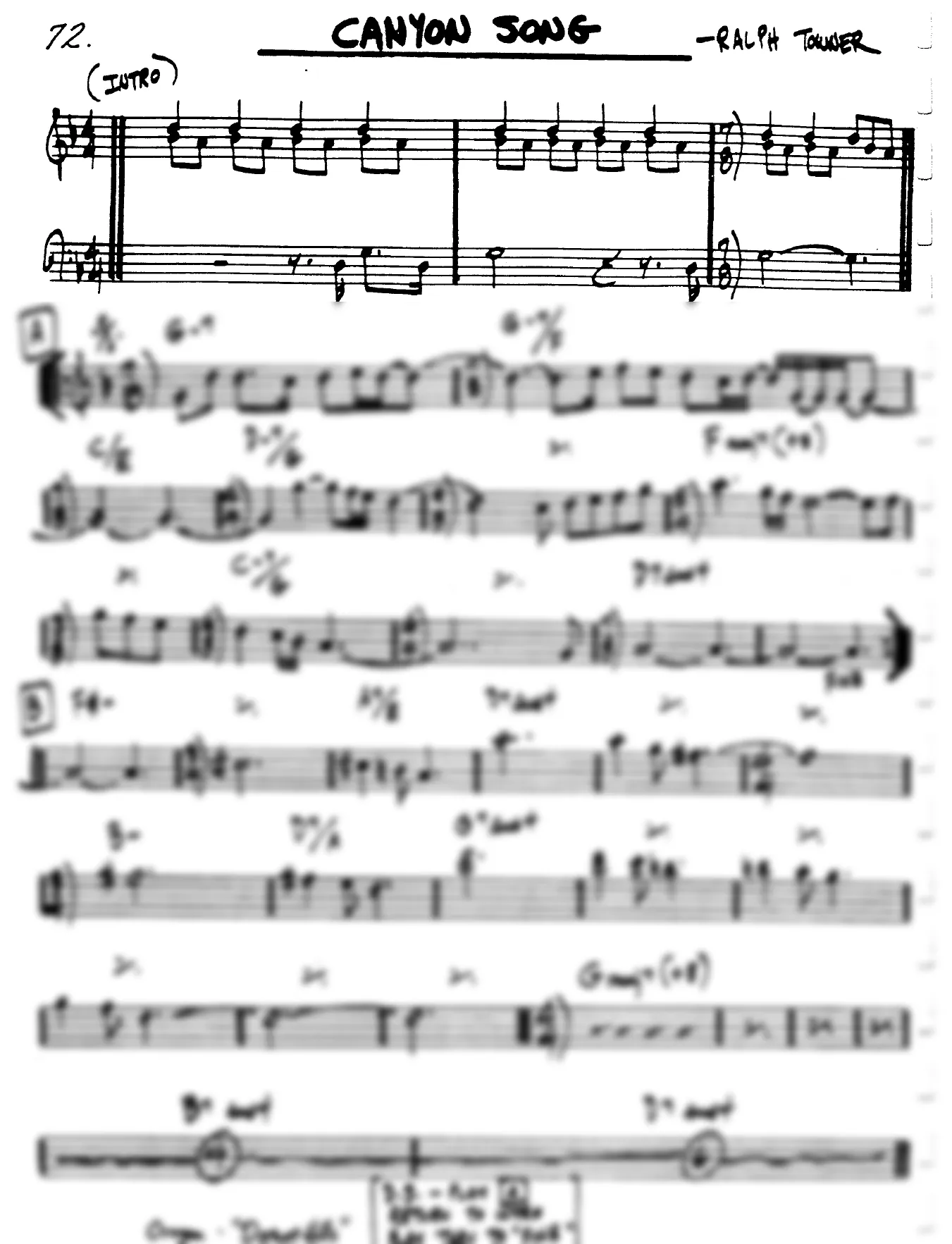 Vista previa de la partitura de Canyon Song para Lead sheet (clave de Do)