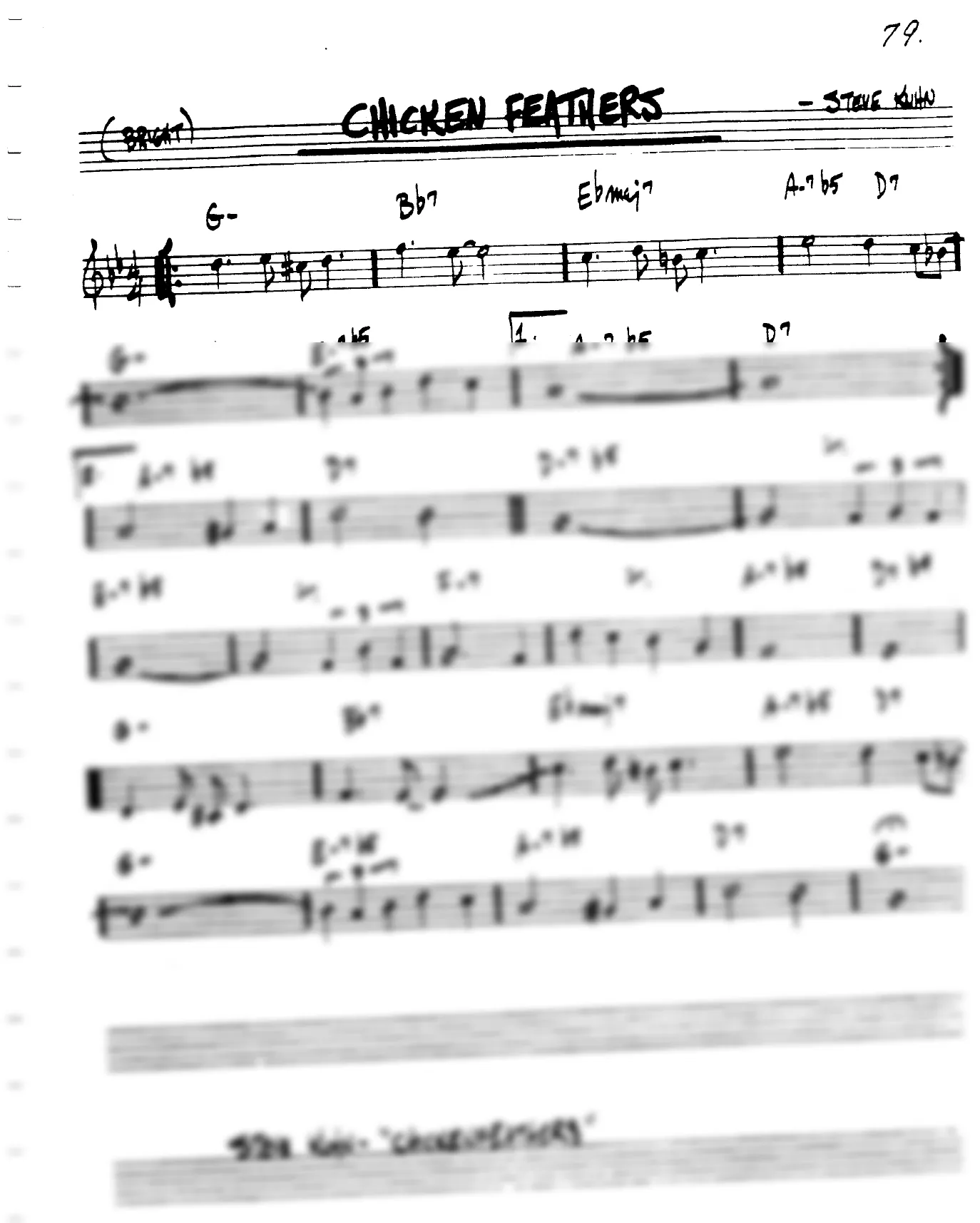 Vista previa de la partitura de Chicken Feathers para Lead sheet (clave de Do)