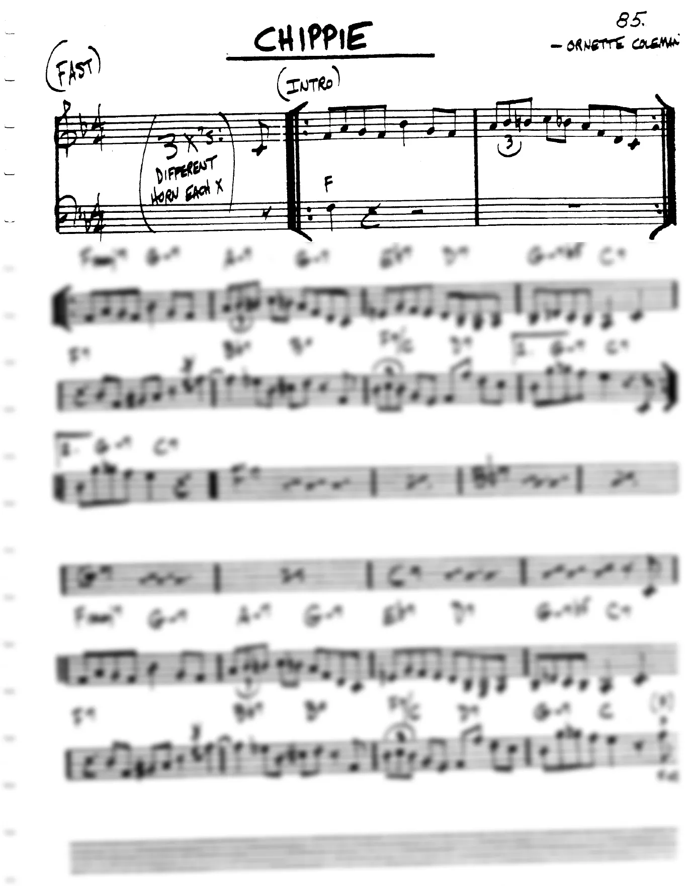 Vista previa de la partitura de Chippie para Lead sheet (clave de Do)