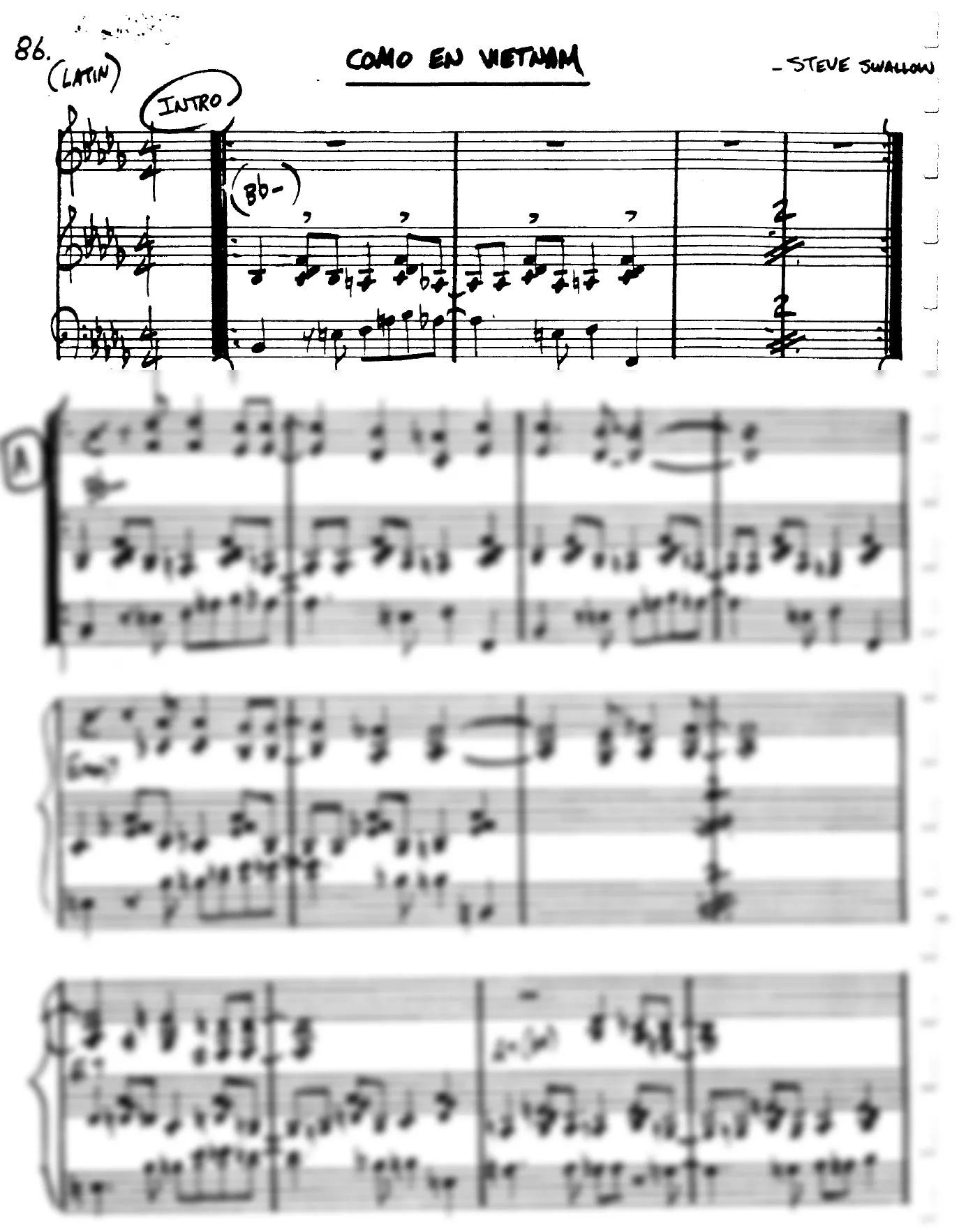 Vista previa de la partitura de Como En Vietnam para Lead sheet (clave de Do)