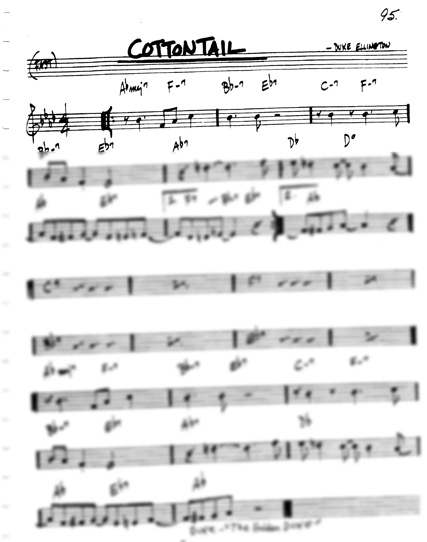 Vista previa de la partitura de Cottontail para Lead sheet (clave de Do)