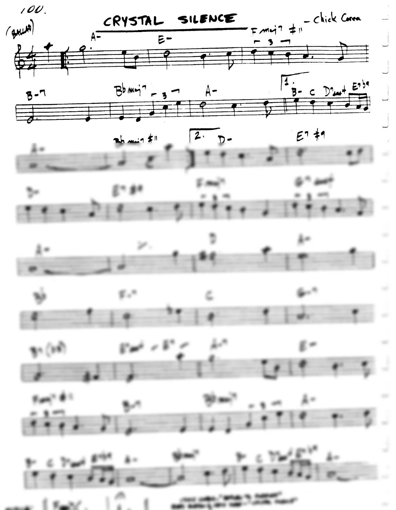 Vista previa de la partitura de Crystal Silence para Lead sheet (clave de Do)
