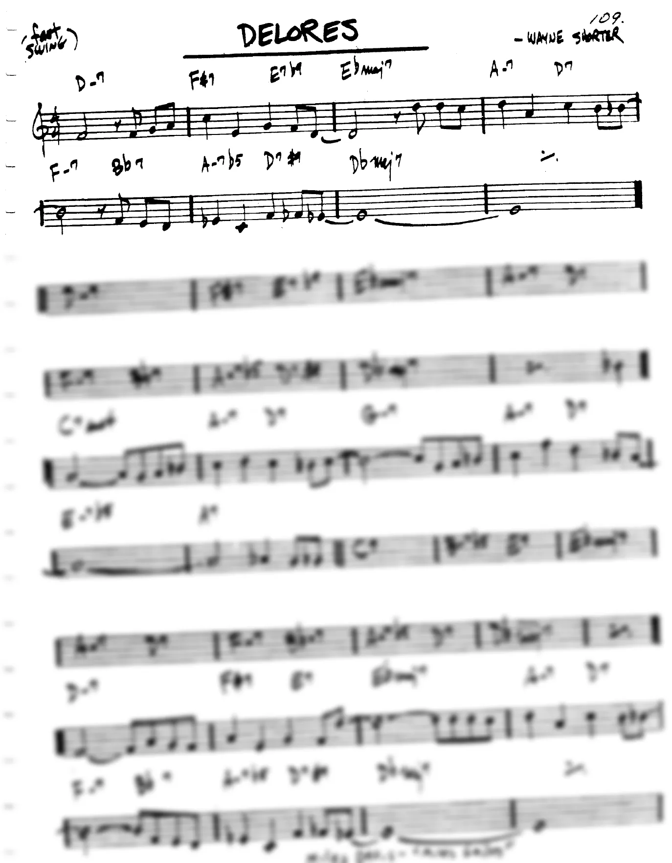 Vista previa de la partitura de Delores para Lead sheet (clave de Do)