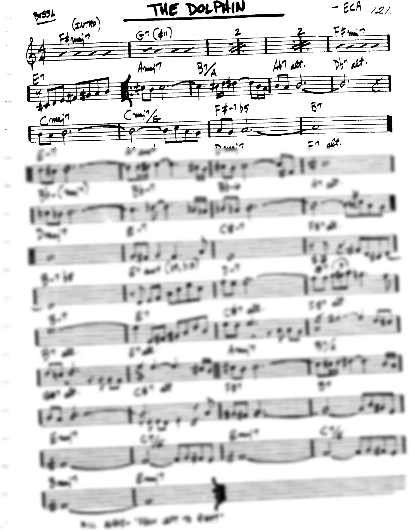 Vista previa de la partitura de Dolphin, The para Lead sheet (clave de Do)