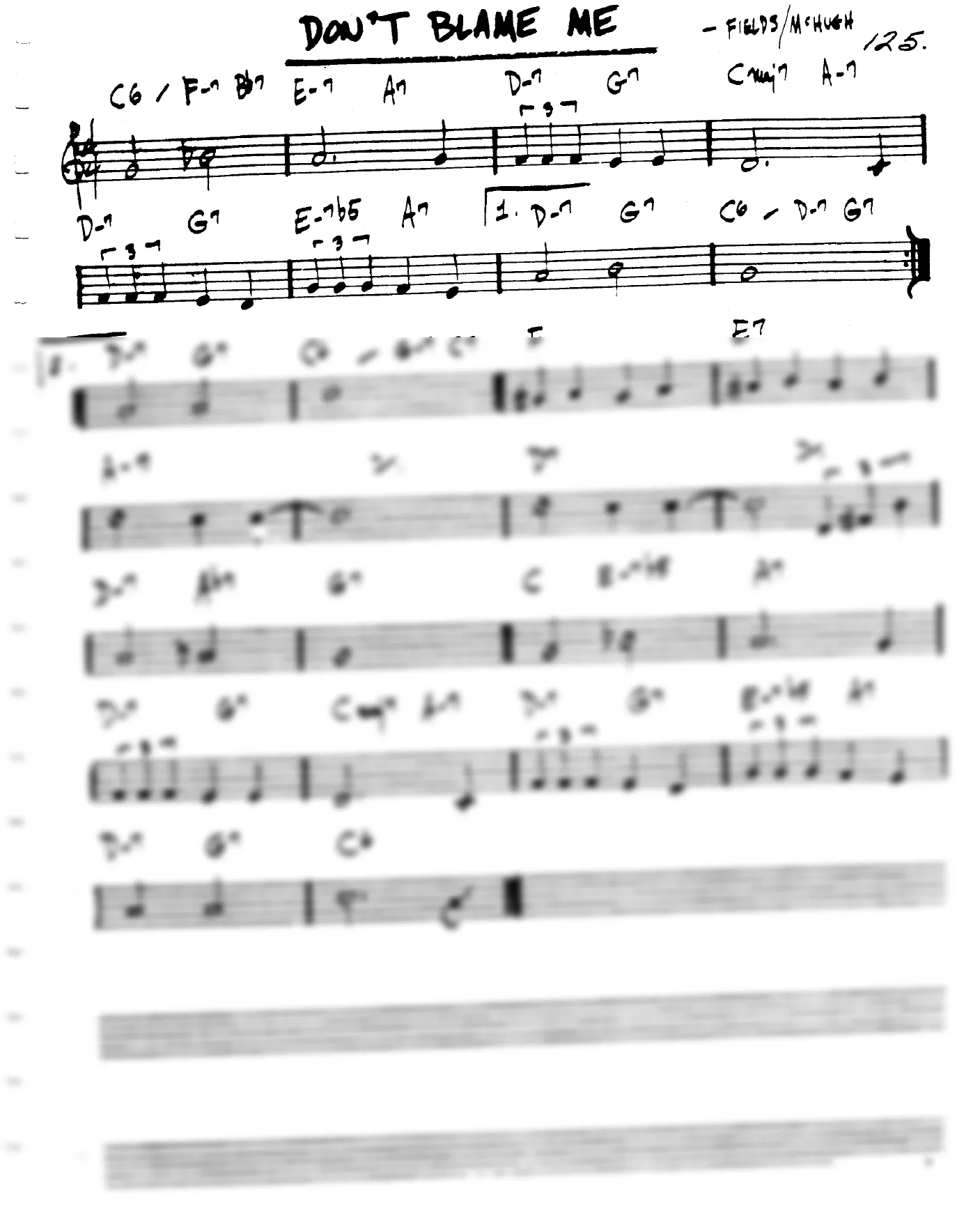 Vista previa de la partitura de Don't Blame Me para Lead sheet (clave de Do)