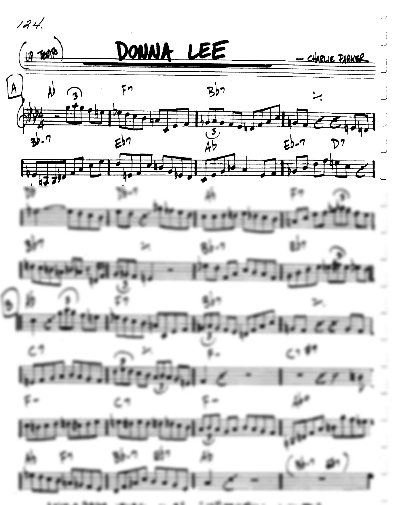 Vista previa de la partitura de Donna Lee para Lead sheet (clave de Do)