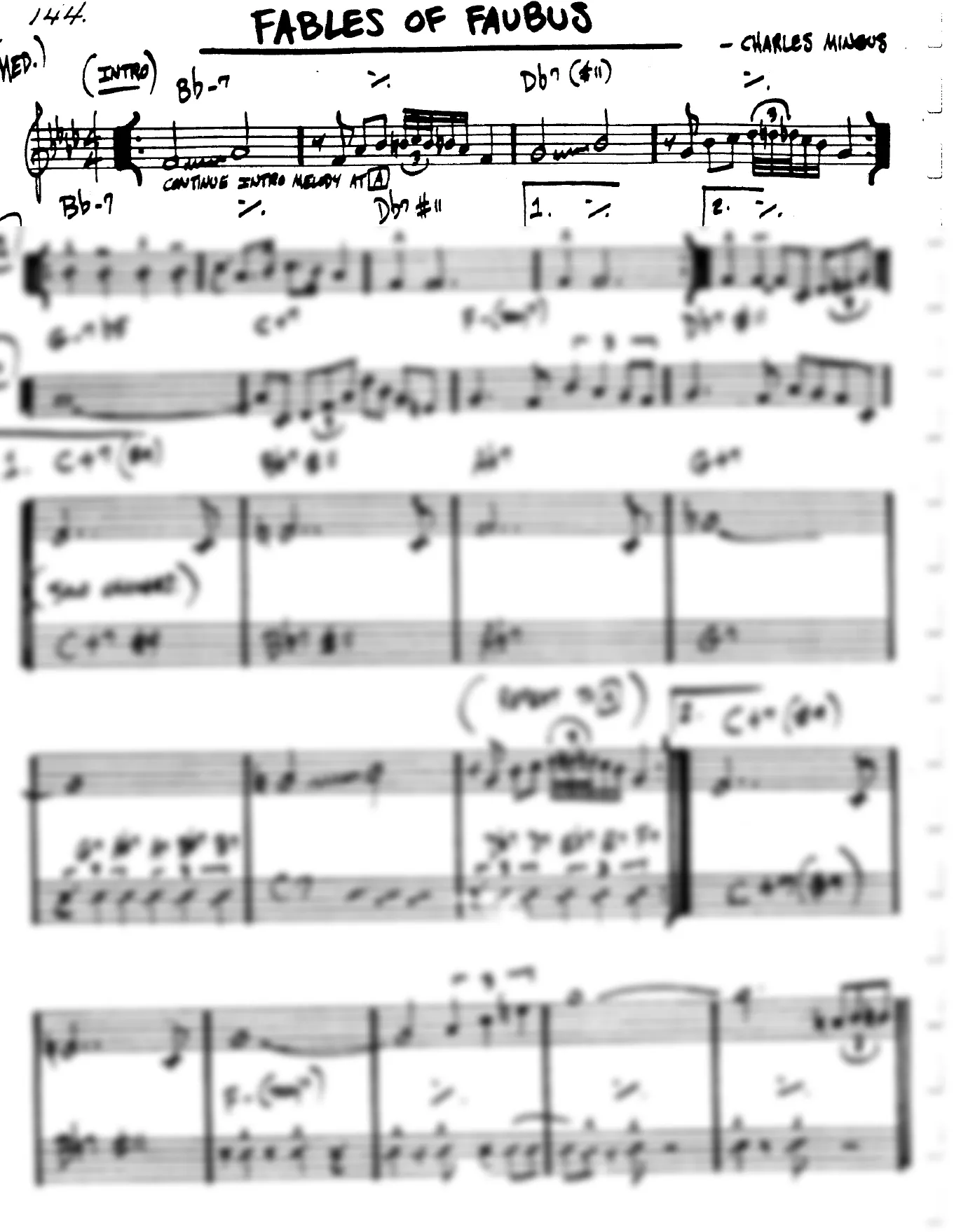 Vista previa de la partitura de Fables Of Faubus para Lead sheet (clave de Do)