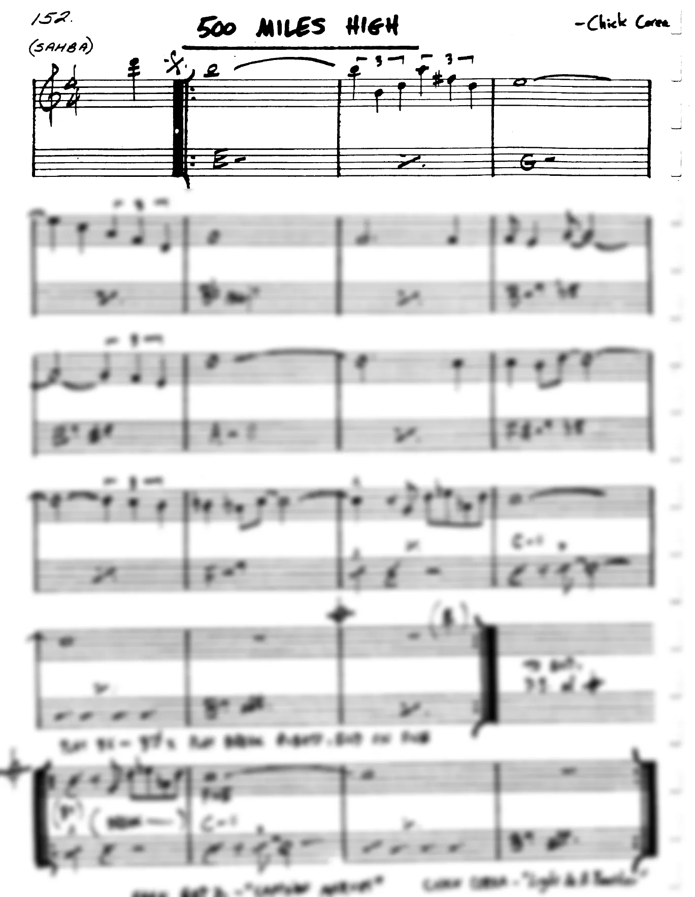 Vista previa de la partitura de Five Hundred Miles High para Lead sheet (clave de Do)