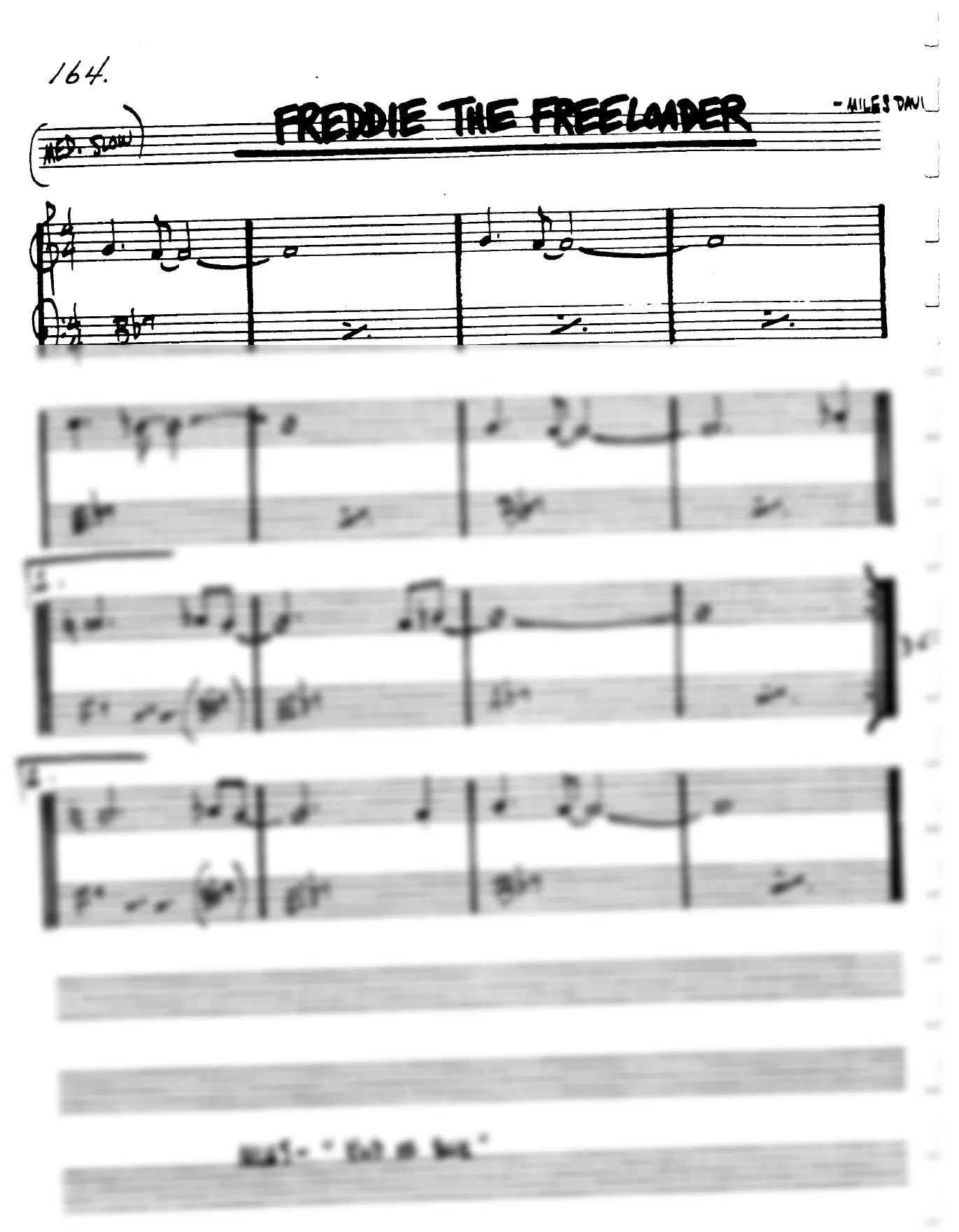 Vista previa de la partitura de Freddie The Freeloader para Lead sheet (clave de Do)