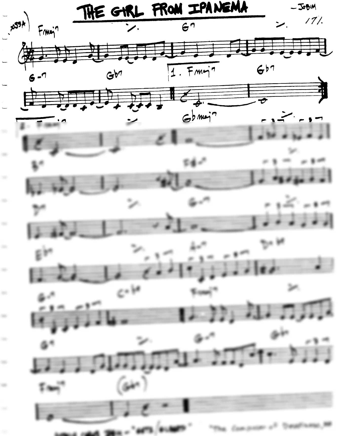 Vista previa de la partitura de Girl From Ipanema, The para Lead sheet (clave de Do)