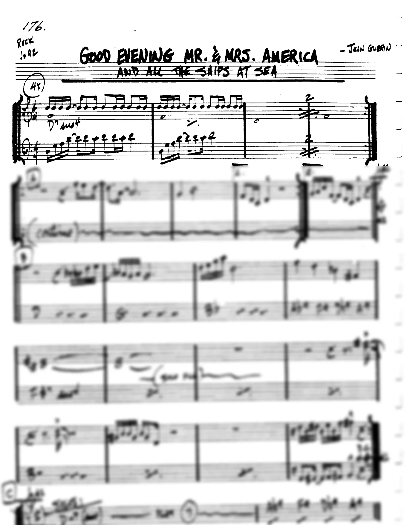 Vista previa de la partitura de Good Evening Mr. And Mrs. America para Lead sheet (clave de Do)