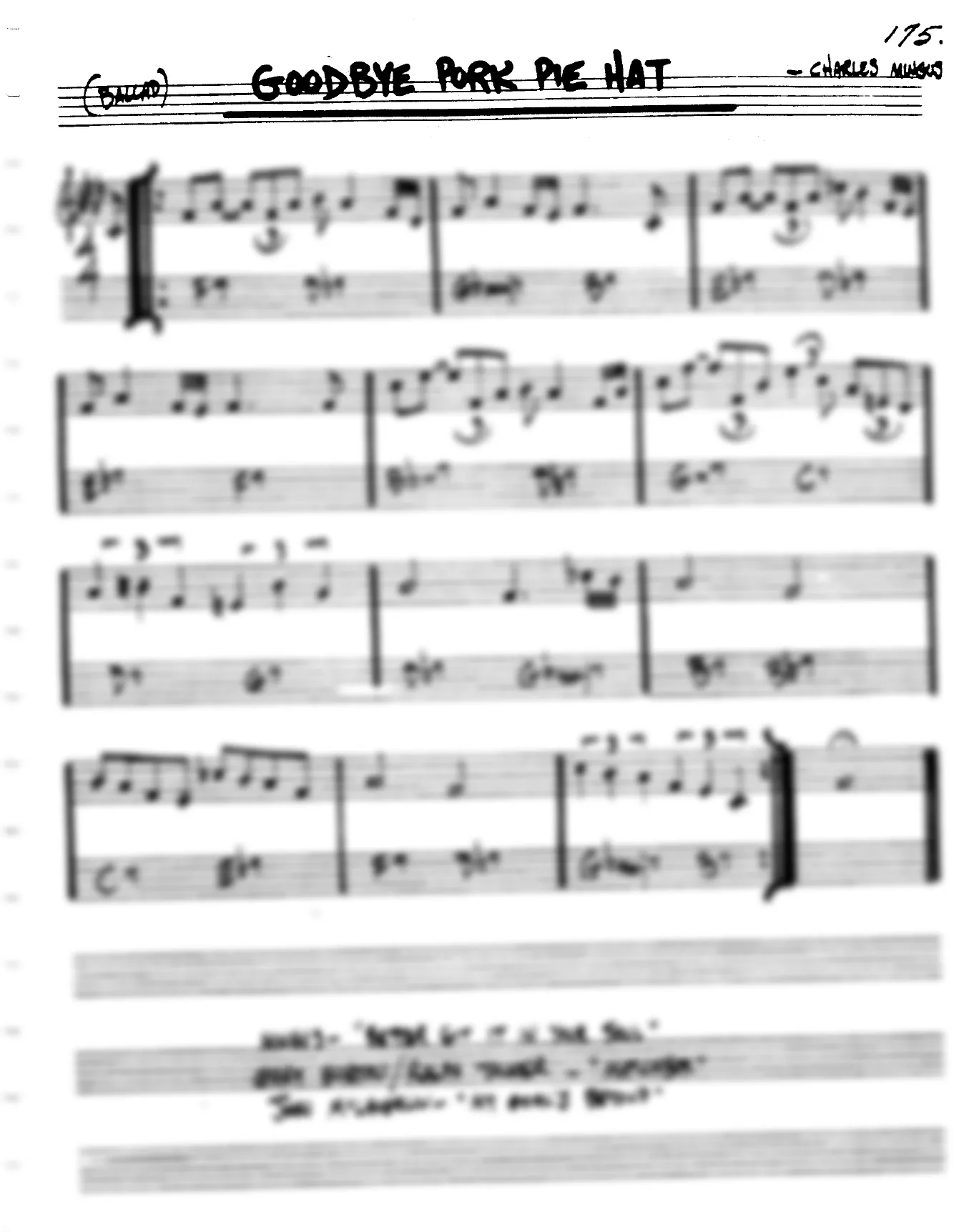 Vista previa de la partitura de Goodbye Porkpie Hat para Lead sheet (clave de Do)